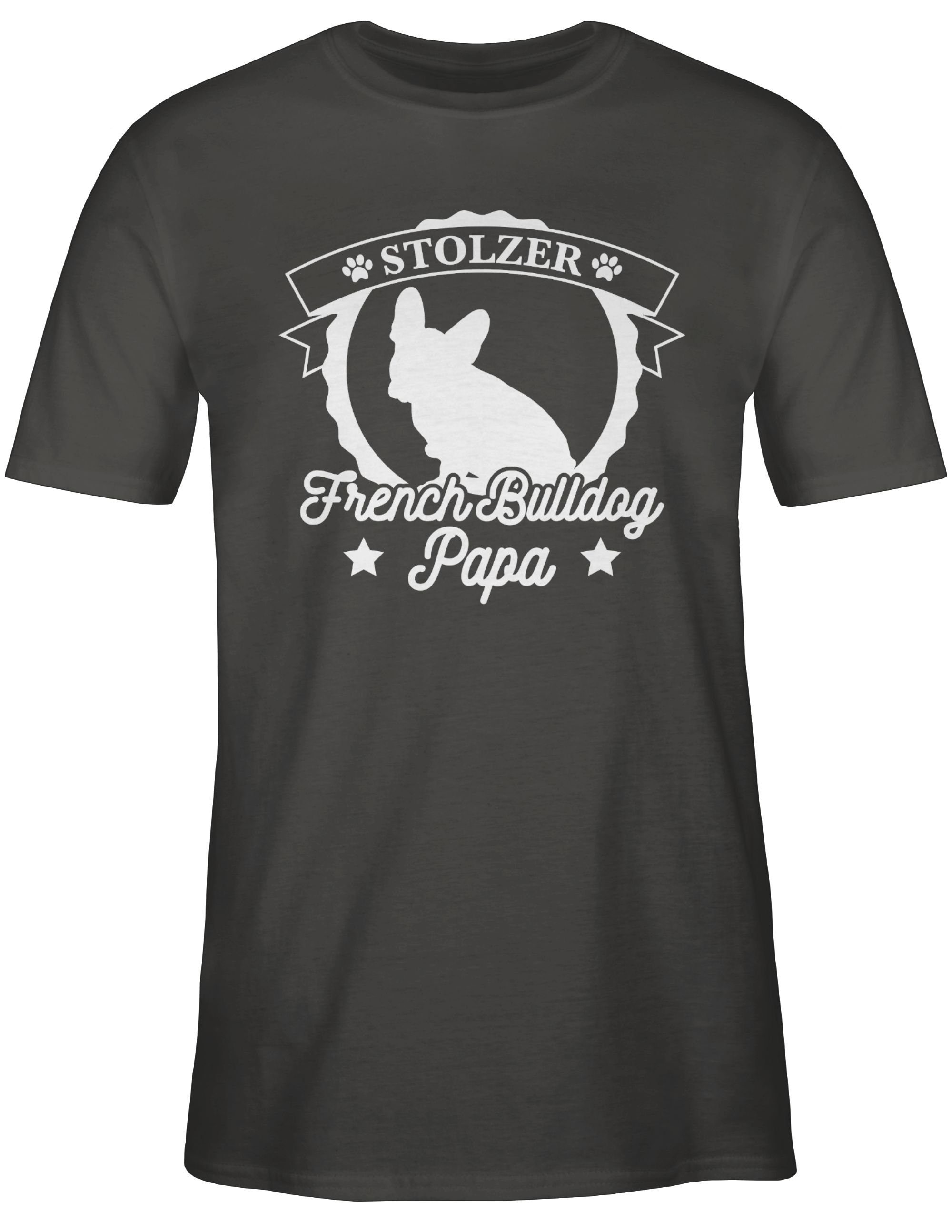 T-Shirt Hundebesitzer Shirtracer French Papa Stolzer für Geschenk Dunkelgrau Bulldog 2