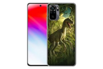 MuchoWow Handyhülle Dinosaurier - Pflanzen - Grün - Illustration - Kinder - Jungen, Phone Case, Handyhülle Xiaomi Redmi Note 10, Silikon, Schutzhülle