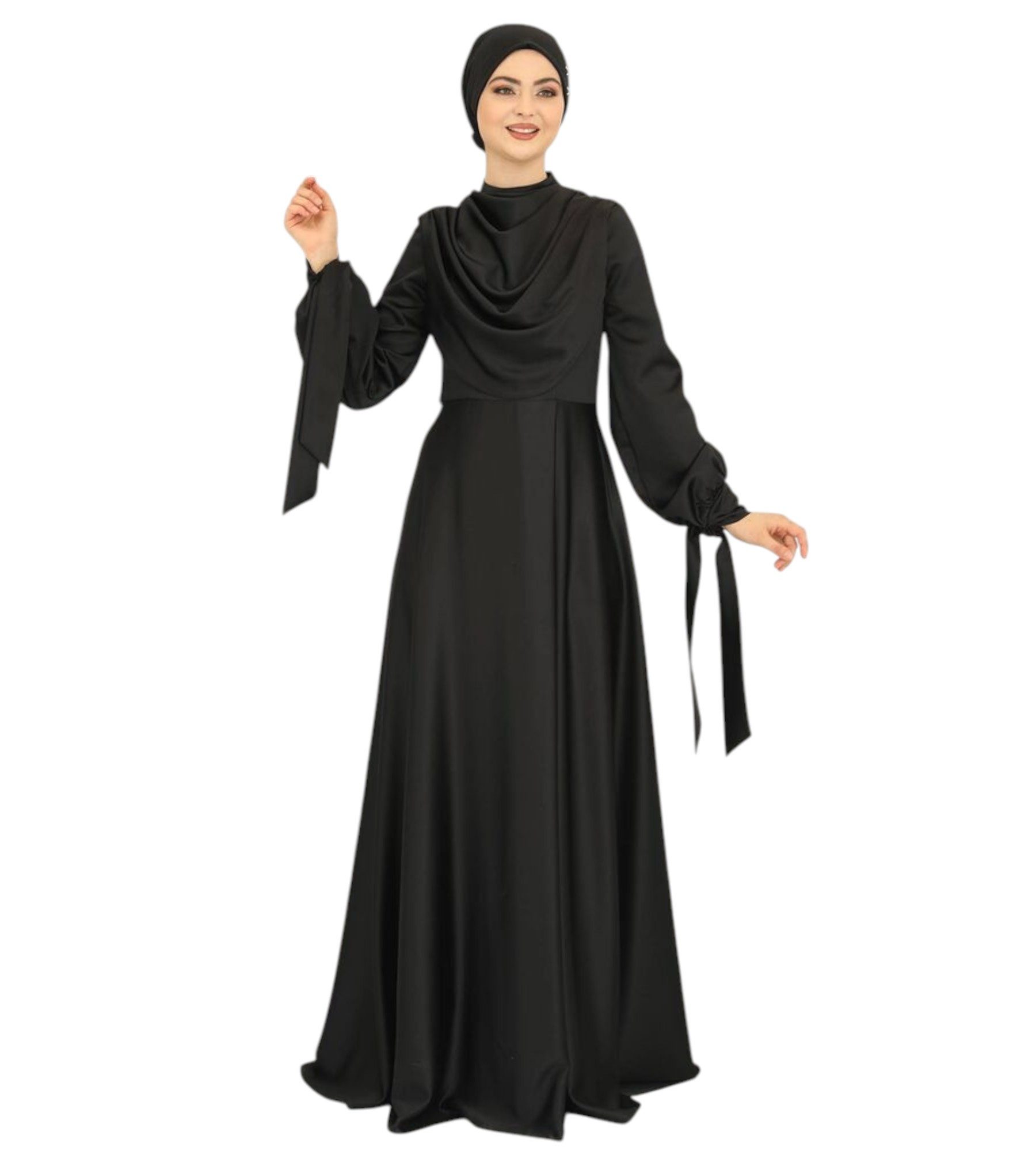 fashionshowcase Abendkleid Damen - Elegantes Kleid aus Satin - Langärmliges günstig online kaufen