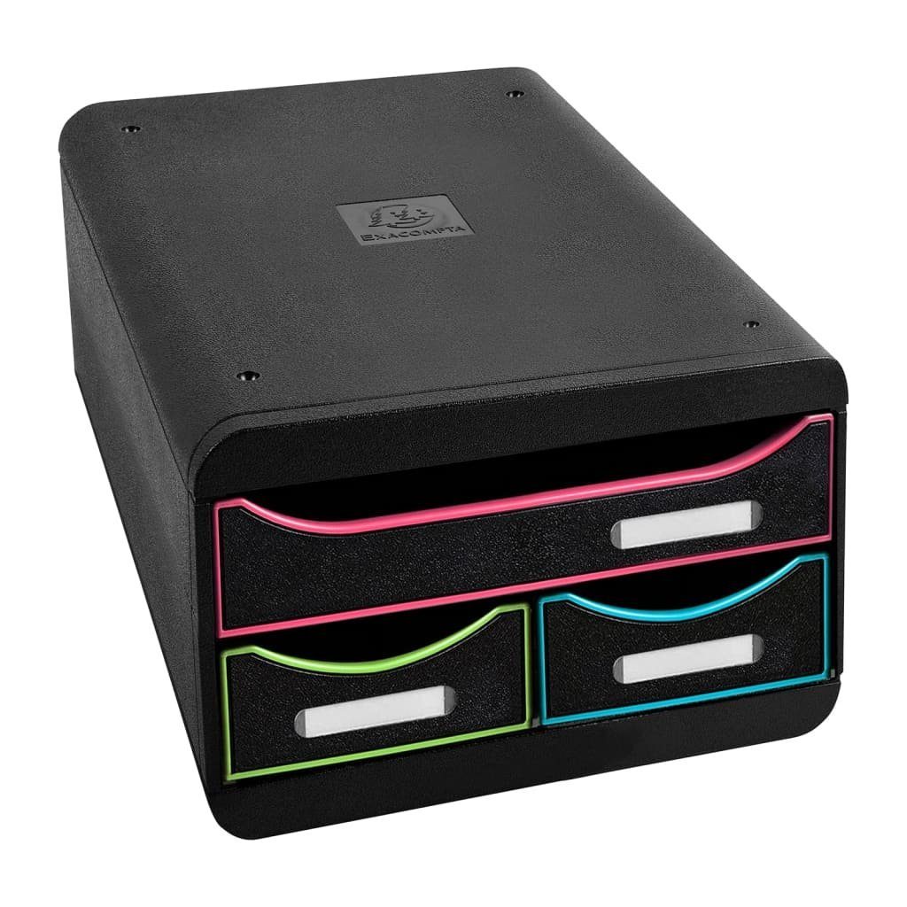 EXACOMPTA Schubladenbox Small-Box Schubladenbox 2 mit Laden Office Mehrfarbig 3 Schwarz Black