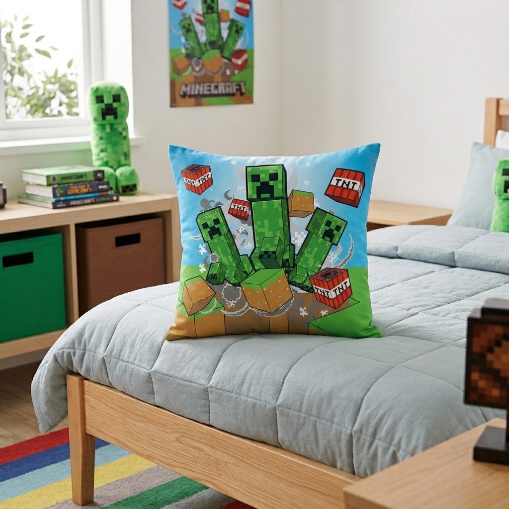 Jerry Fabrics Dekokissen Minecraft Creeper Rush Dekokissen Kissen 40x40 cm Steve Alex
