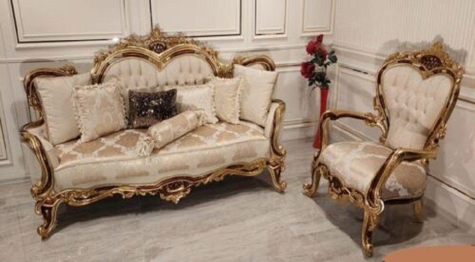 Couch Stoff Sitzer Sofagarnitur 3+1 Luxus Gruppe Garnitur Sessel JVmoebel Wohnzimmer-Set,