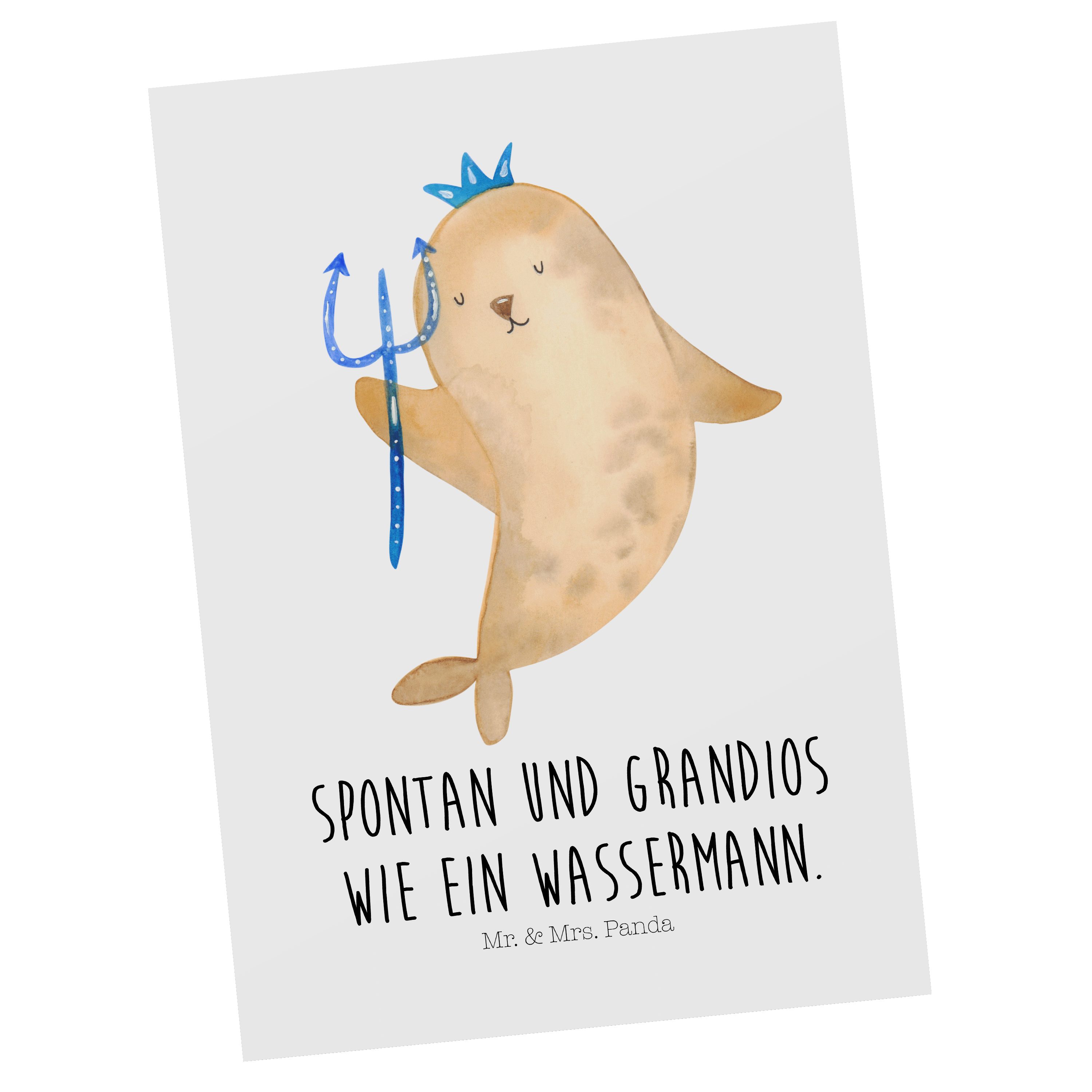 Mrs. - Postkarte - Geschenkkarte, Weiß Geschenk, & Wassermann Mr. Panda Geburtstags Sternzeichen