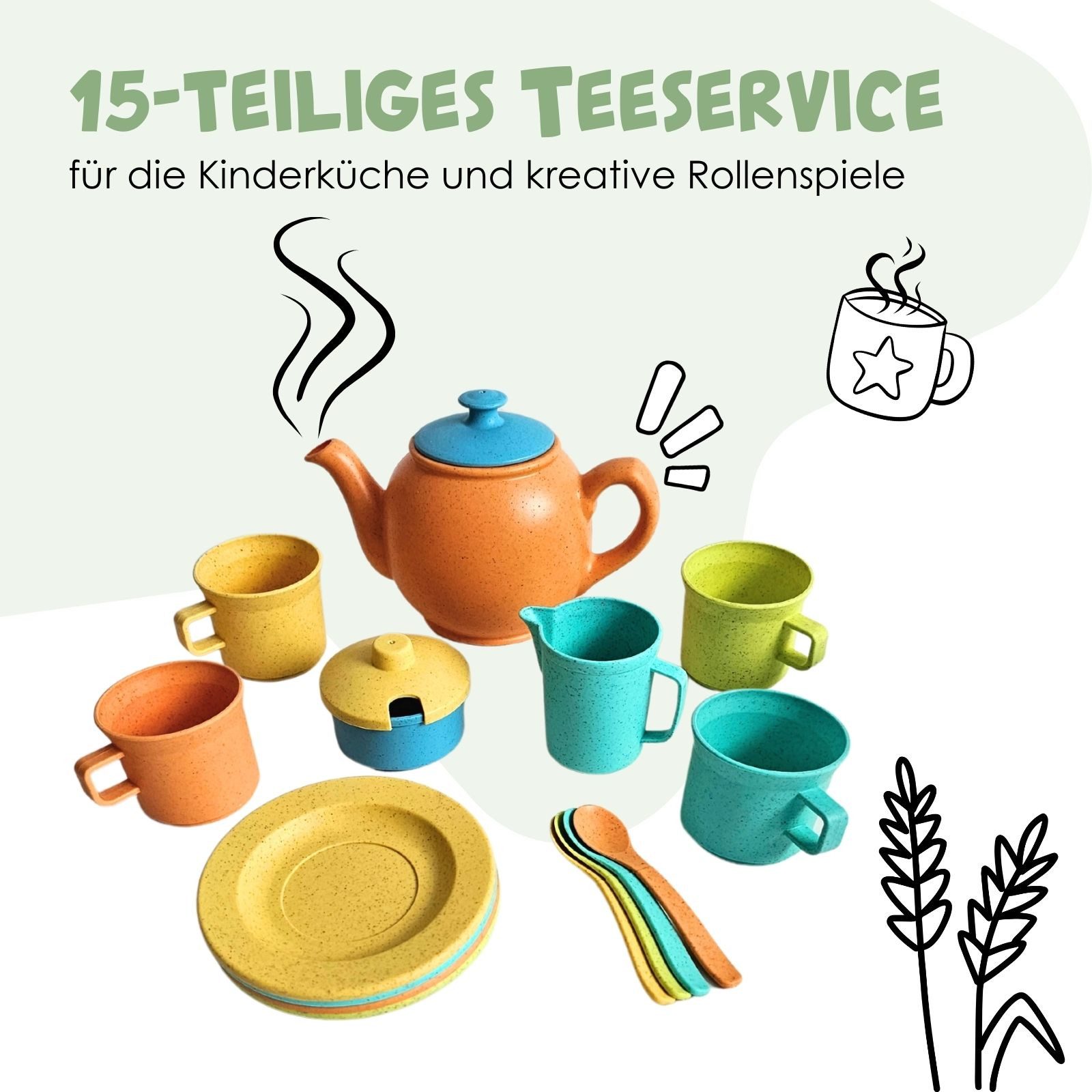 alldoro Spielgeschirr Kinderküchen Teeservice mit Besteck, günstig online kaufen