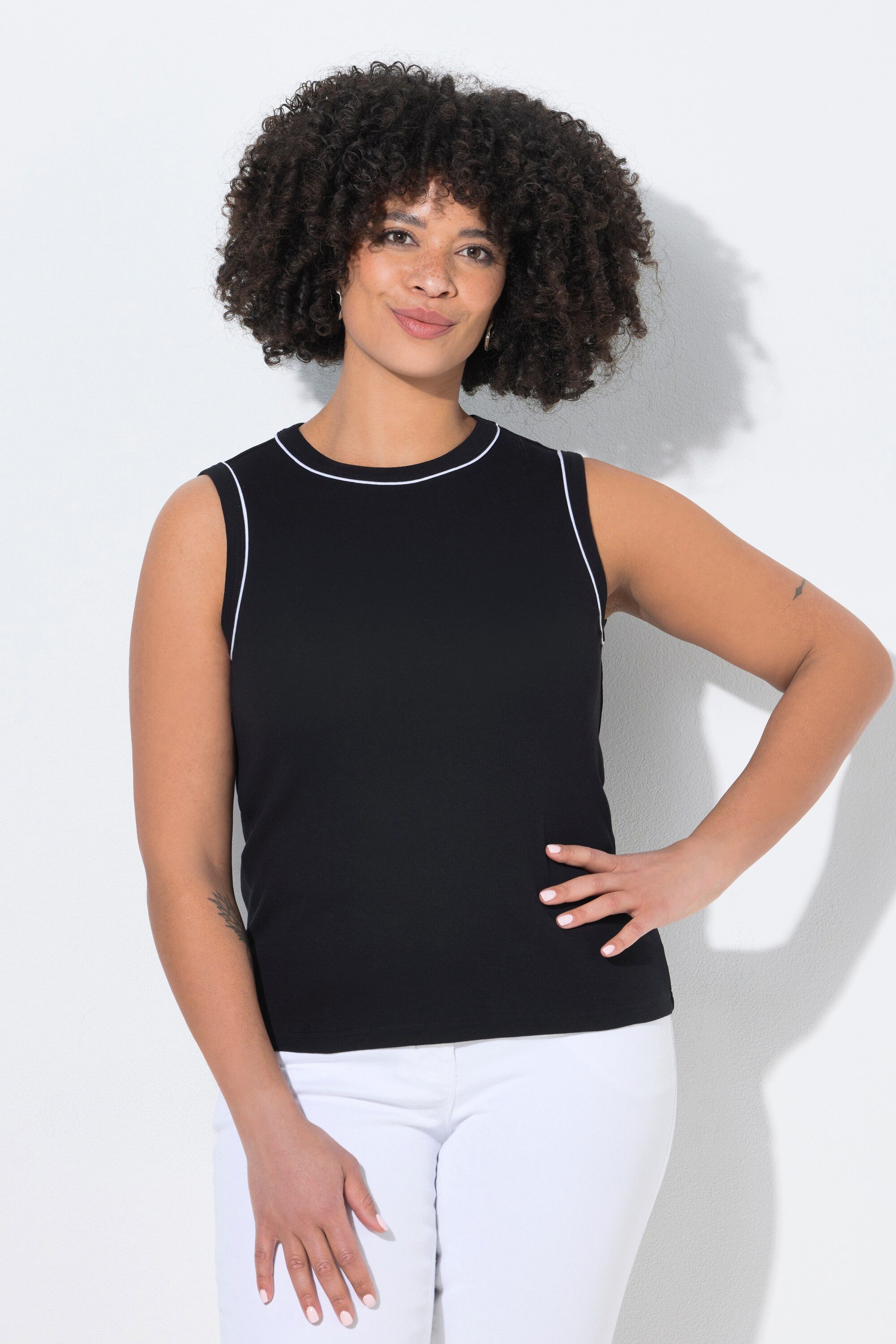 Angel of Style Longtop Ripptop Slim Fit Zierpiping