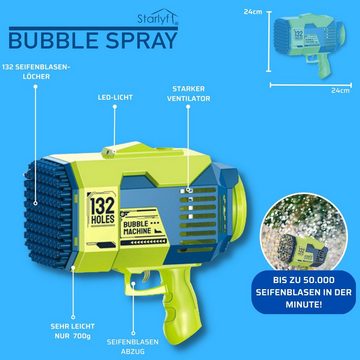 Starlyf Seifenblasenpistole Bubble Spray, Seifenblasenmaschine mit Akku, tausende von Seifenblasen in Sekunden