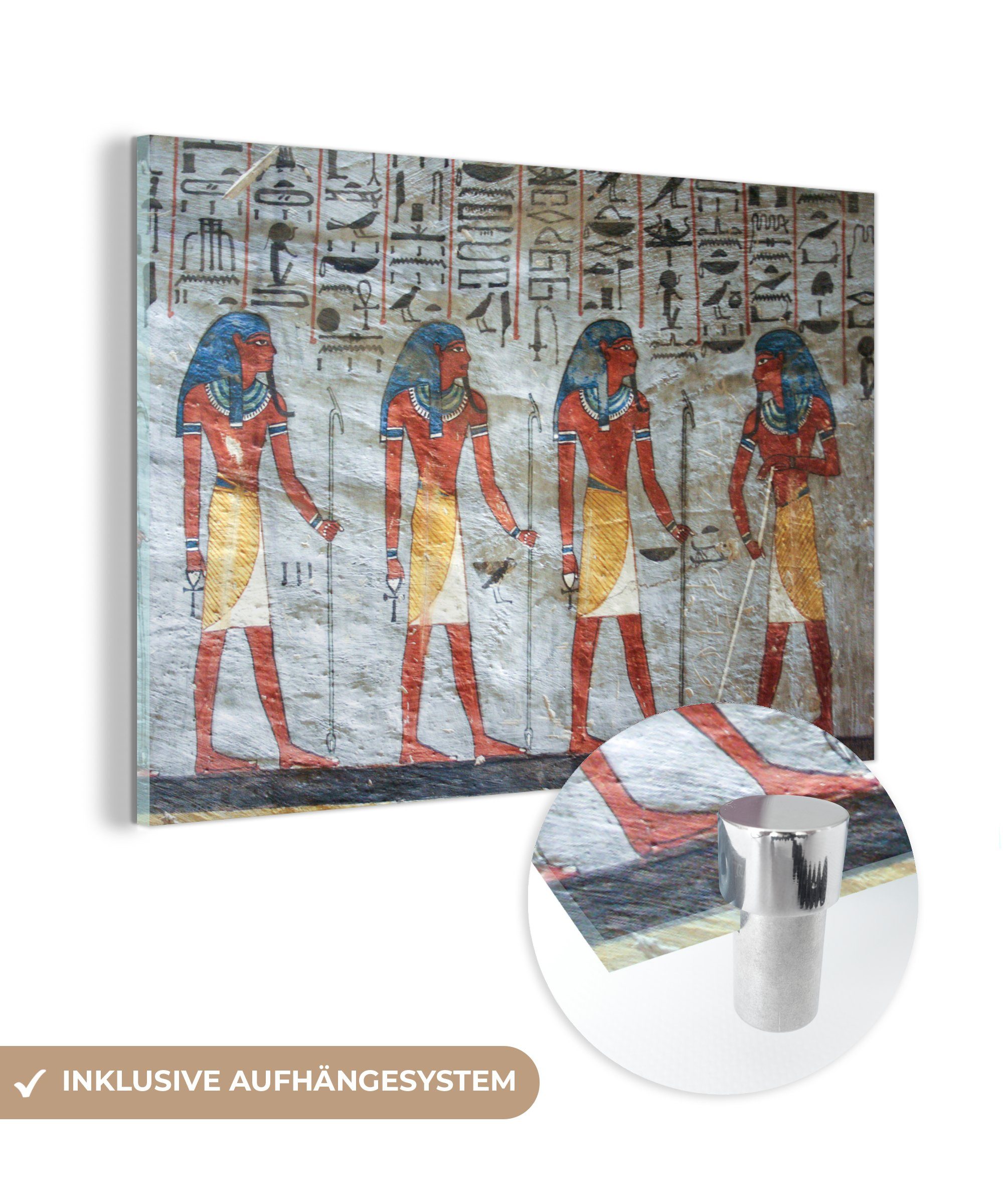 MuchoWow Acrylglasbild Pharaonen an der Wand, (1 St), Acrylglasbilder Wohnzimmer & Schlafzimmer