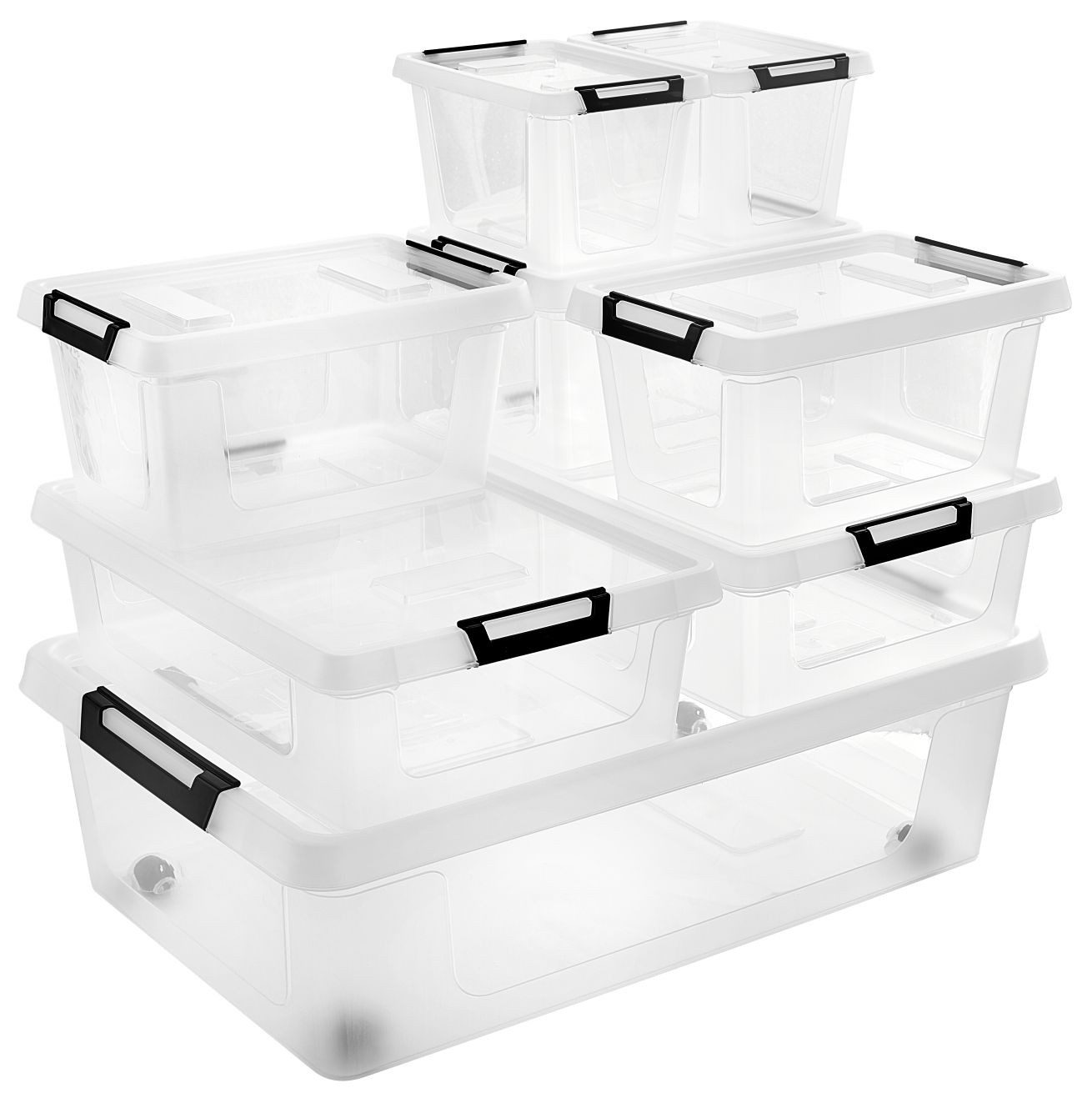 Gardissimo Aufbewahrungsbox 5 er Set mit Deckel "Clip" 2 Liter Kunststoff Boxen Stapelboxen (Spar-Set, 5 Boxen + 5 Deckel), Deckel mit Clipverschluss / stapelba – Bild 5 von 5