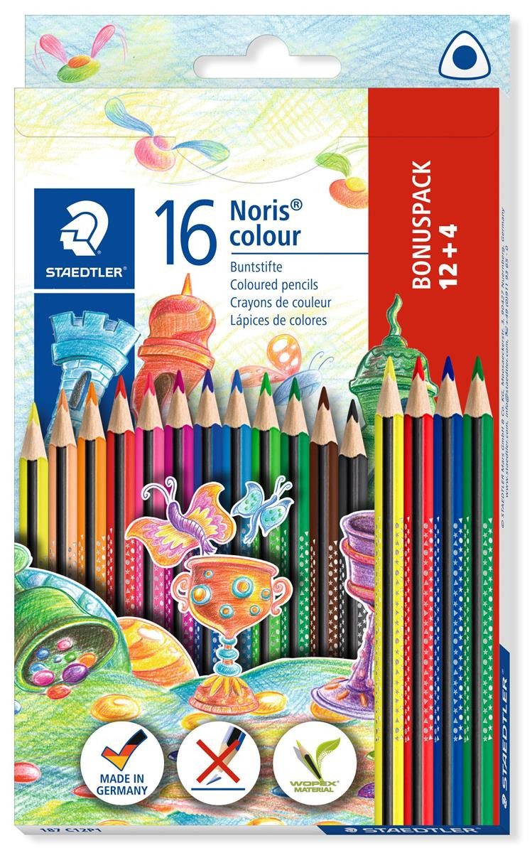 Buntstift 187 C12P1 Dreikant-Buntstift Noris colour, 12 + 4 Kartonetui