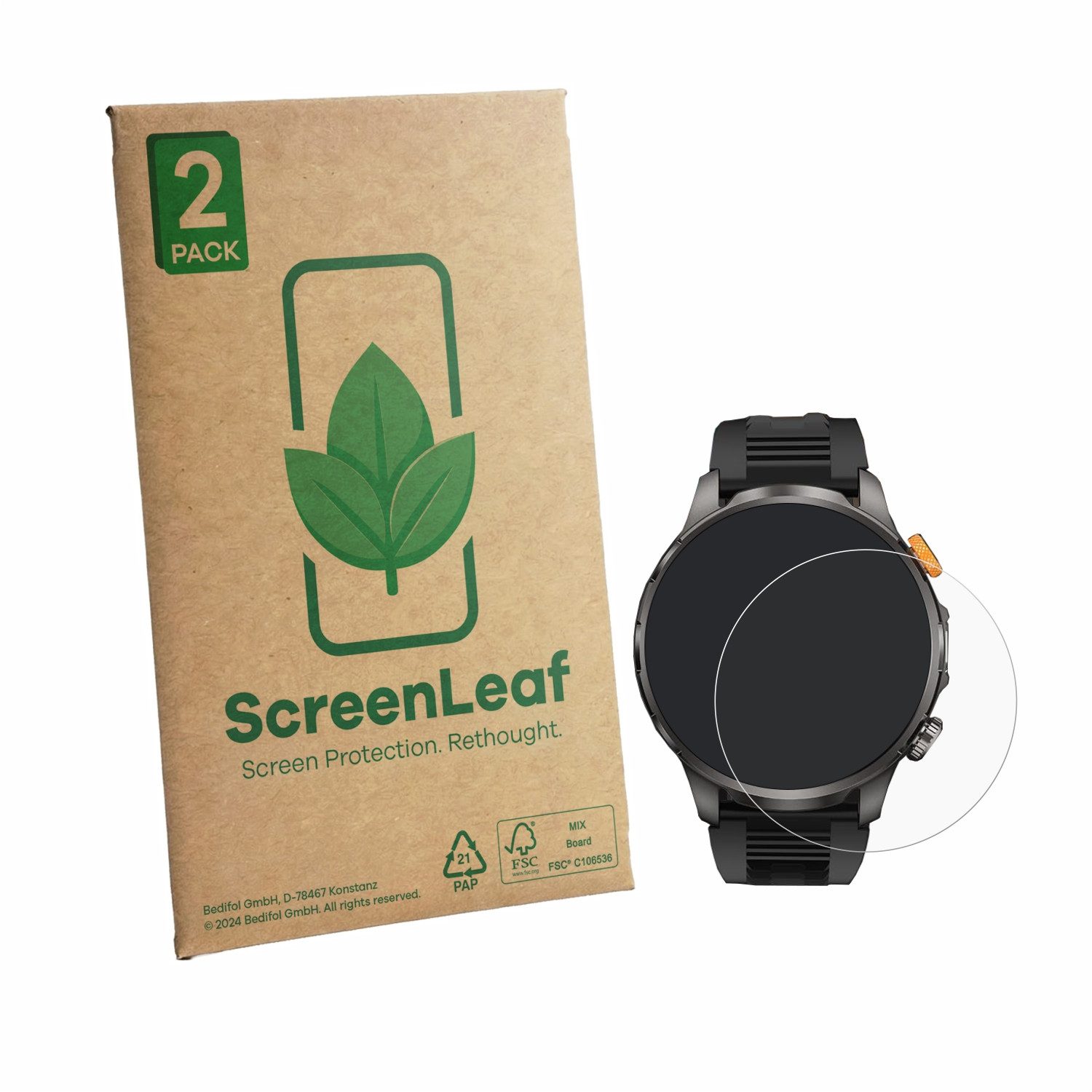ScreenLeaf Displayschutzfolie Schutzfolie für Banlvs AK90 1.91", 2 Stück, Displayschutz Schutz Folie Klar Transparent