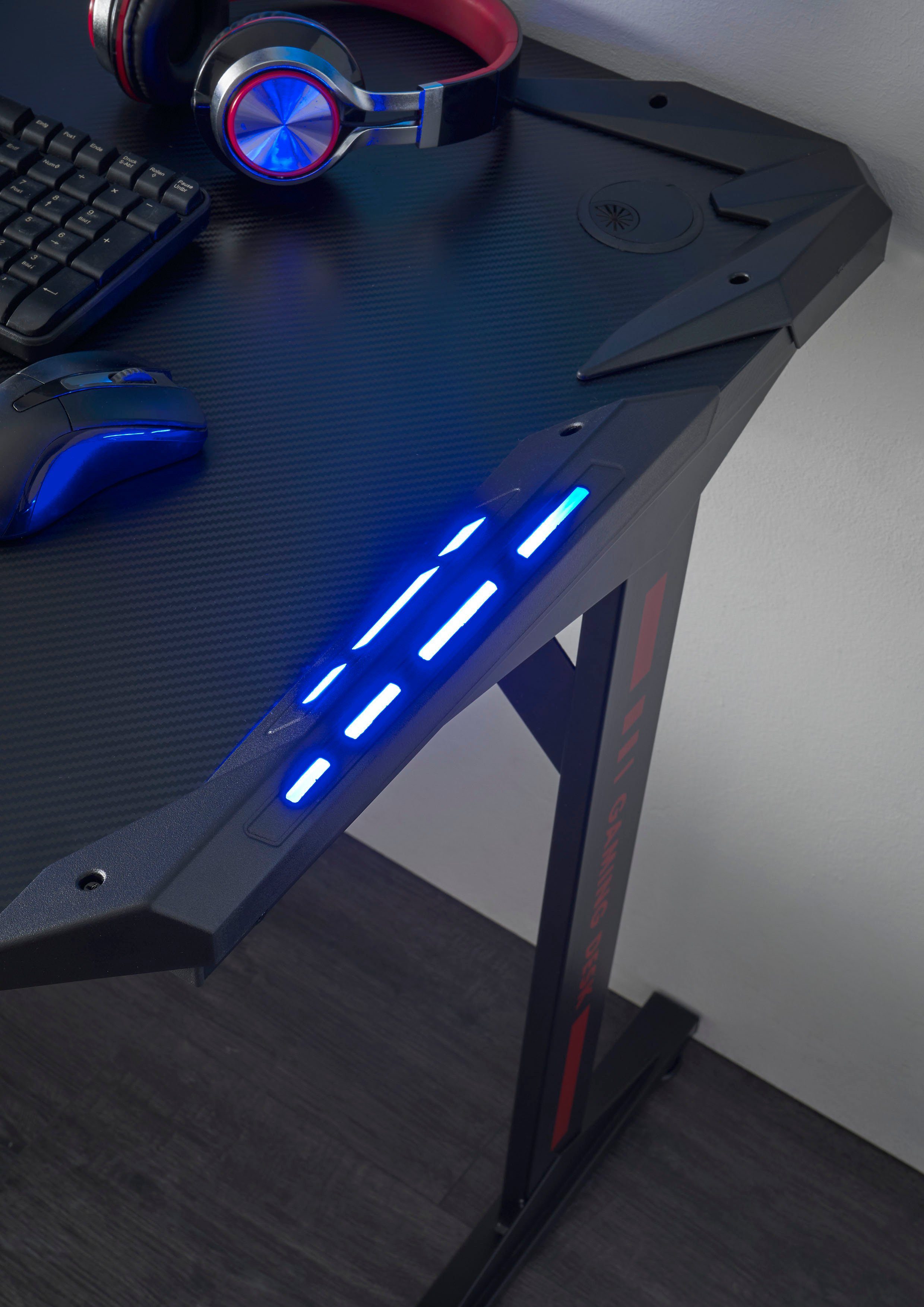 inkl. inkl. Schwarz USB Gamingtisch Farbwechselbeleuchtung BEGA Station BC3110, OFFICE RGB-LED