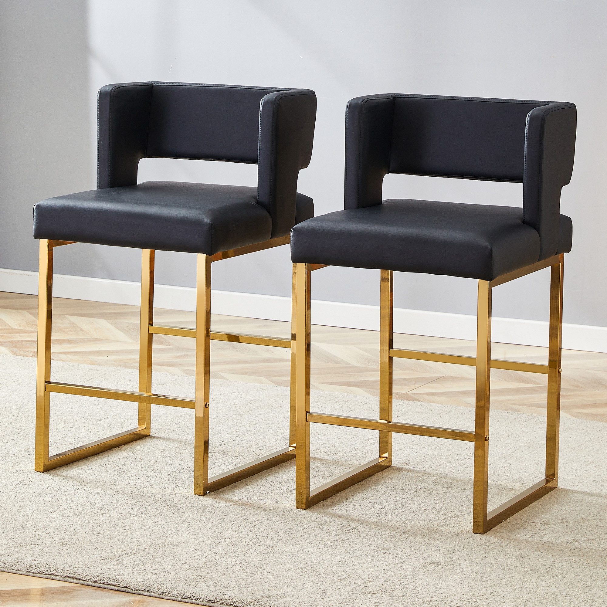 REDOM Barhocker 2er-Set moderner Barstühle, Polsterstuhl (quadratisches Design mit Metallbeine), ideal für Küche, Bar und Wohnbereich