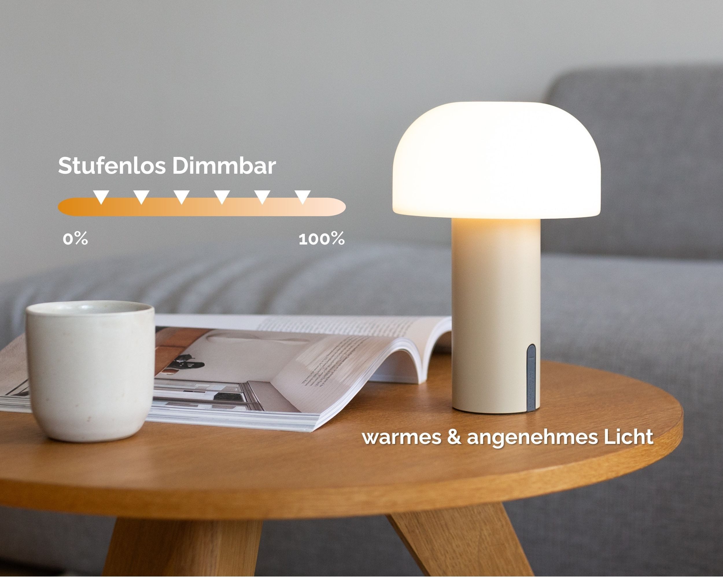 LUUK Studio LED Tischleuchte, LED fest integriert, warmweiß (2700 Kelvin), wiederaufladbarer Akku, für drinnen & draußen, modernes Design