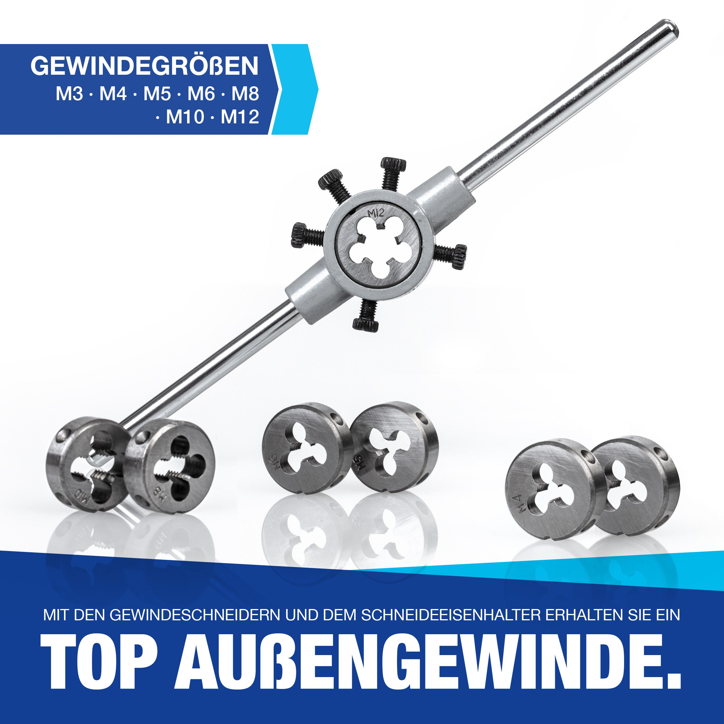 NTG Nutzfahrzeug Technik GmbH Gewindeschneider 32- tlg. Gewindeschneider Set inkl. Aufbewahrungskoffer Kernlochbohrer, Gewindeschneidset