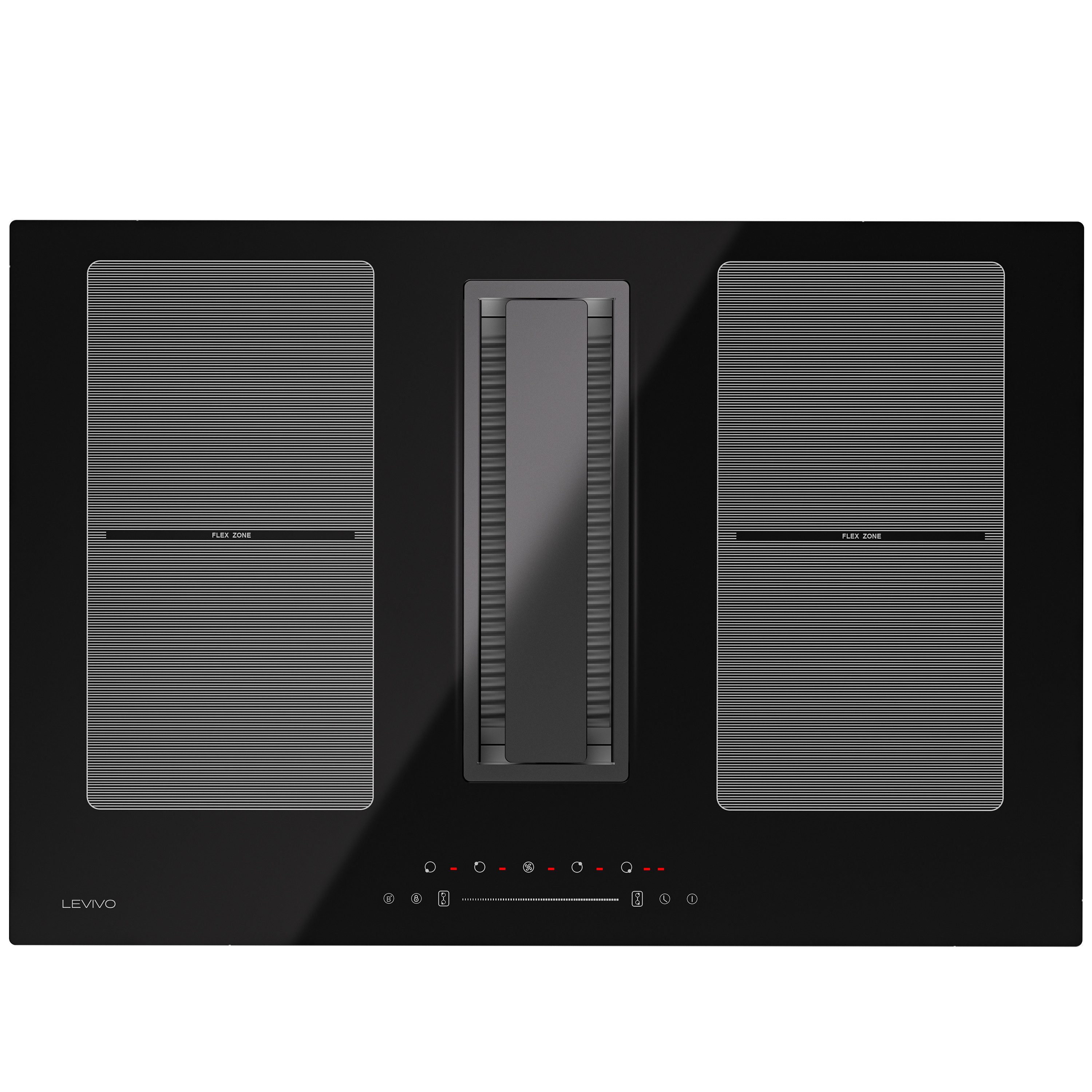 Levivo Induktions-Kochfeld Induktionskochfeld 77 cm mit 564 m³/h Dunstabzug, 8 Stufen & Booster, Touch-Control, Timer und Bridge Funktion