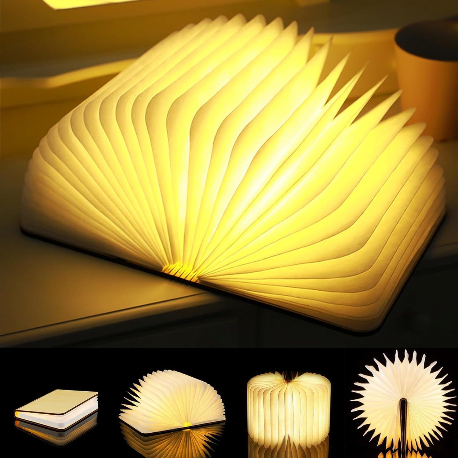 FELIXLEO LED Klemmleuchte LED Buchlampe aus Holz faltbar magnetisch USB aufladbar Buchlicht