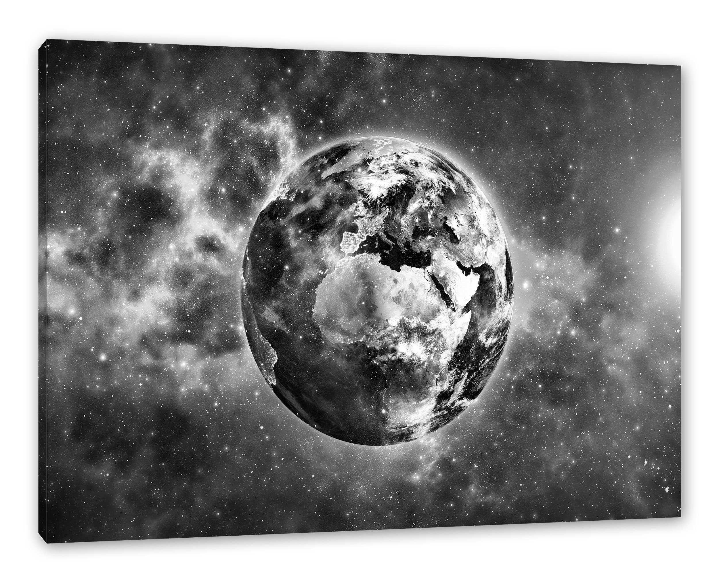 Pixxprint Leinwandbild Erde im Universum, Universum St), Zackenaufhänger Leinwandbild inkl. Erde bespannt, fertig (1 im