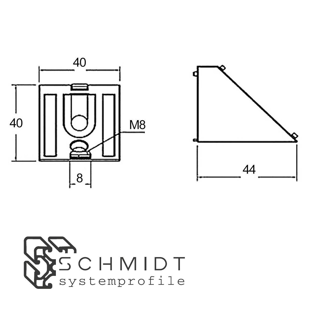 SCHMIDT systemprofile Profil 10x Winkelverbinder 45 Grad Nut 8 Aluminium Verbinder