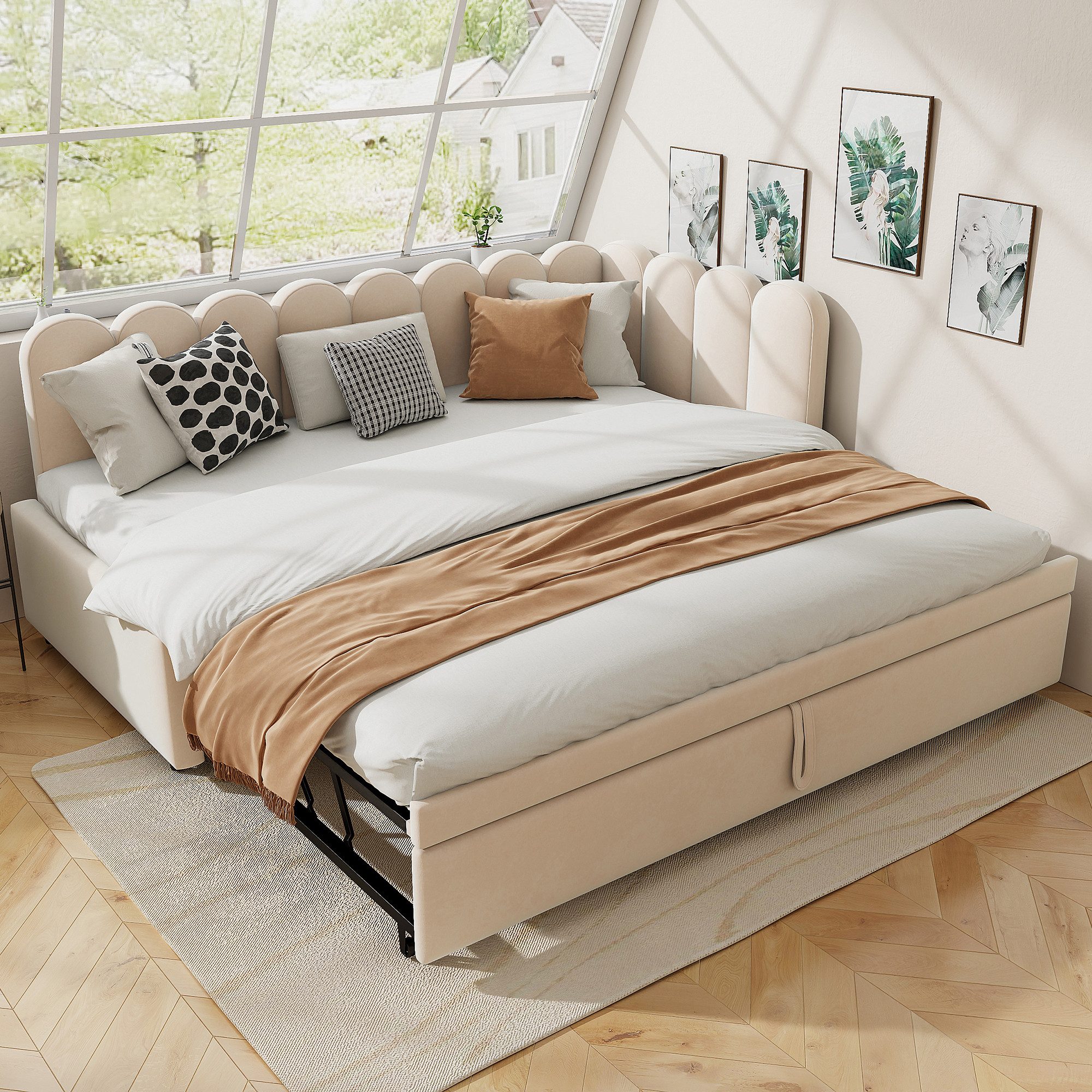 Odikalo Ausziehbett Schlafsofa Polsterbett Jugendbett Kinderbett günstig online kaufen