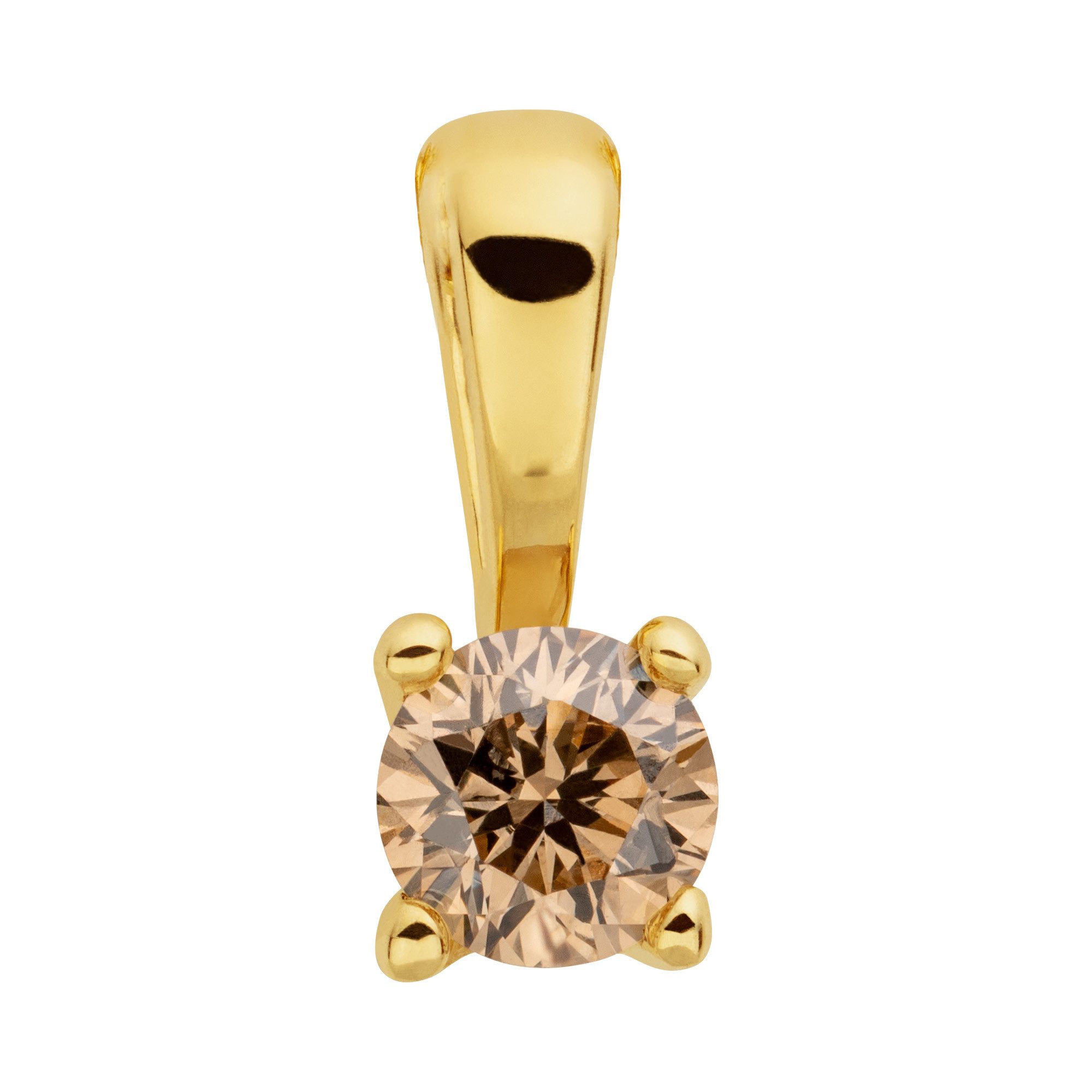 Kettenanhänger 585/- Gelbgold glanz 1 Brill. 0,10 ct. braun