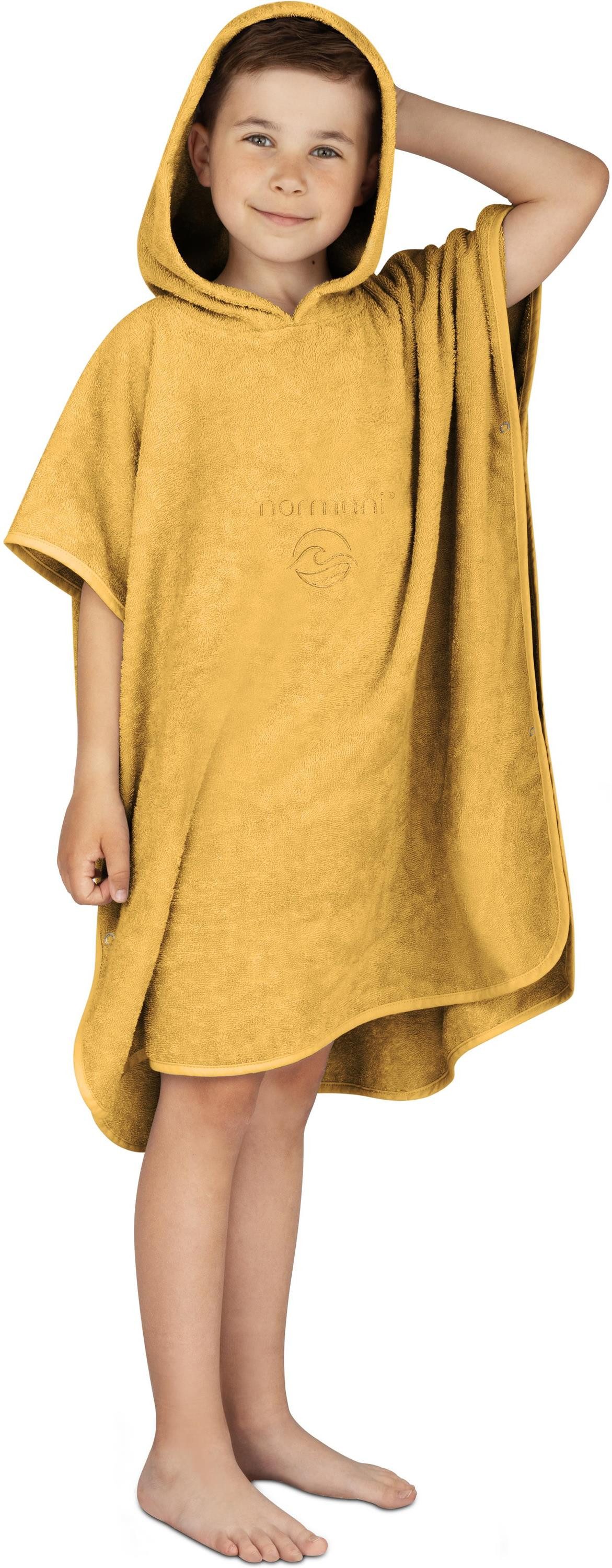 normani Badeponcho Badeponcho aus Bio-Baumwolle für Kinder, Bio-Baumwolle, Kapuze, Schlupf, Kinderbademantel mit Kapuze Strandponcho