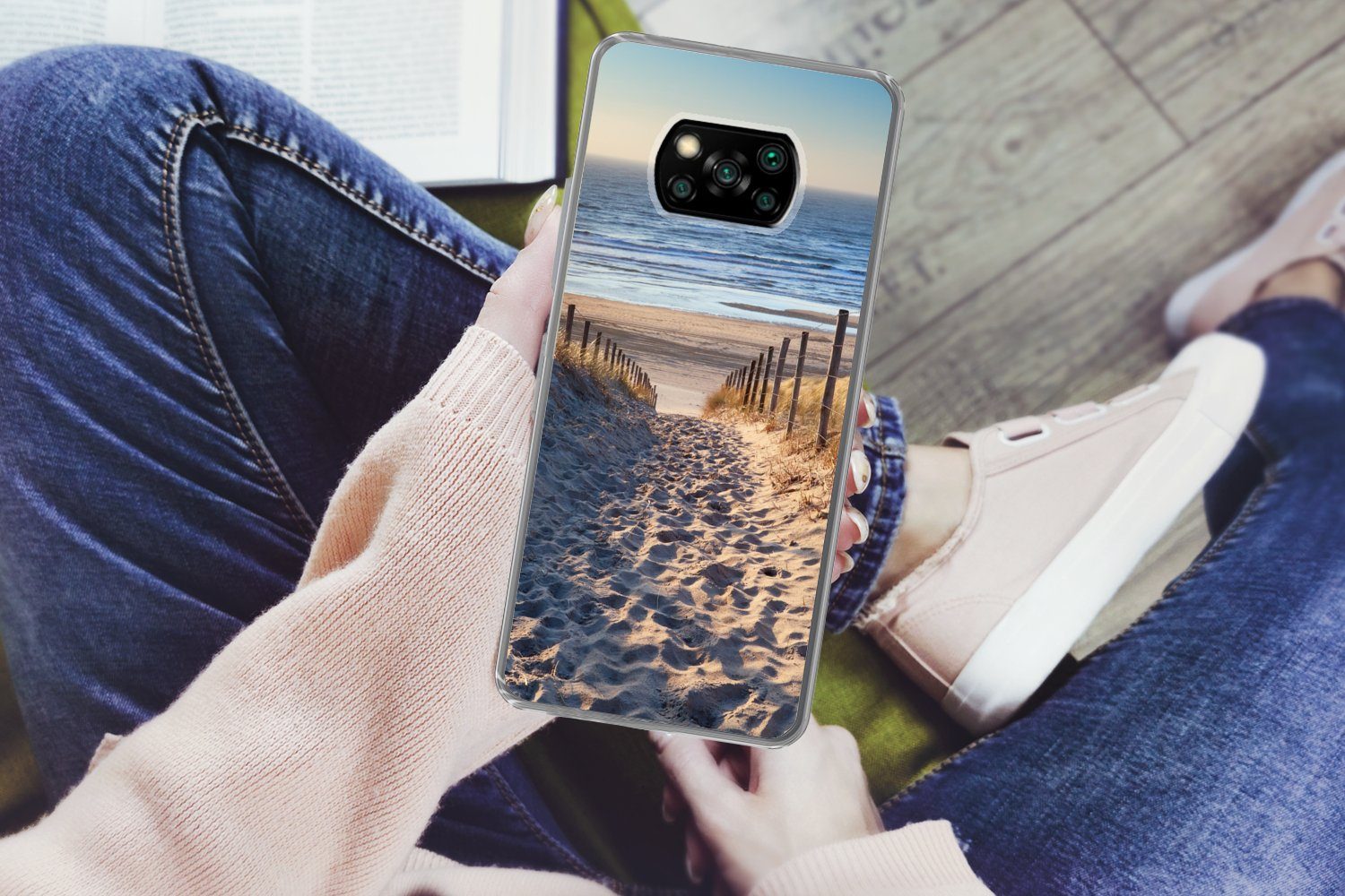 MuchoWow Handyhülle für Xiaomi Poco X3 Pro Strand - Meer - Niederlande - Dünen - Sonne, Phone Case, Silikon, Schutzhülle Dünn