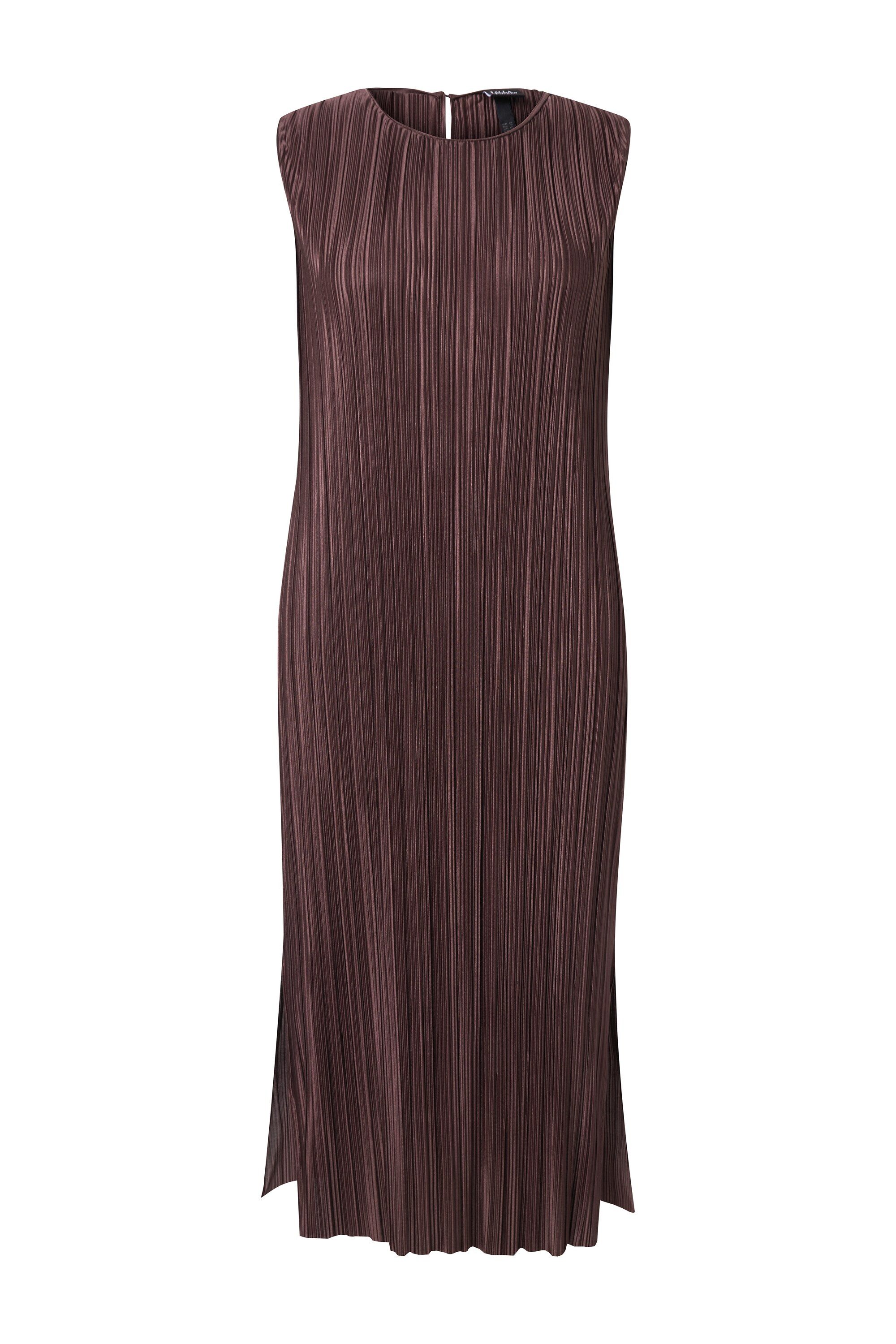 Ulla Popken Midikleid Plissee-Midikleid Rundhals ärmellos günstig online kaufen