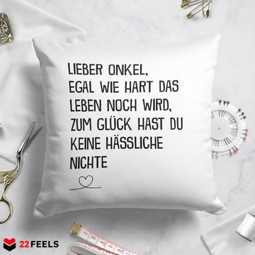 22Feels Dekokissen Bester Onkel Geschenk v. Nichte Geburtstag Weihnachten Deko Männer, Deko mit Persönlichkeit