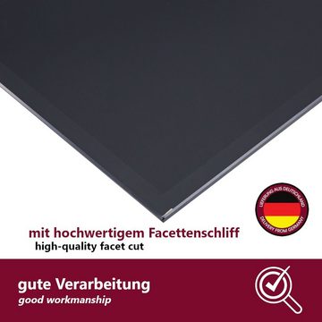 HOOZ Tischplatte aus Glas 60 x 60 x 0,6 cm oder als Funkenschutzplatte für den Kamin (schwarzes Glas, 1 St., ESG-Sicherheitsglas), mit hochwertigem Facettenschliff