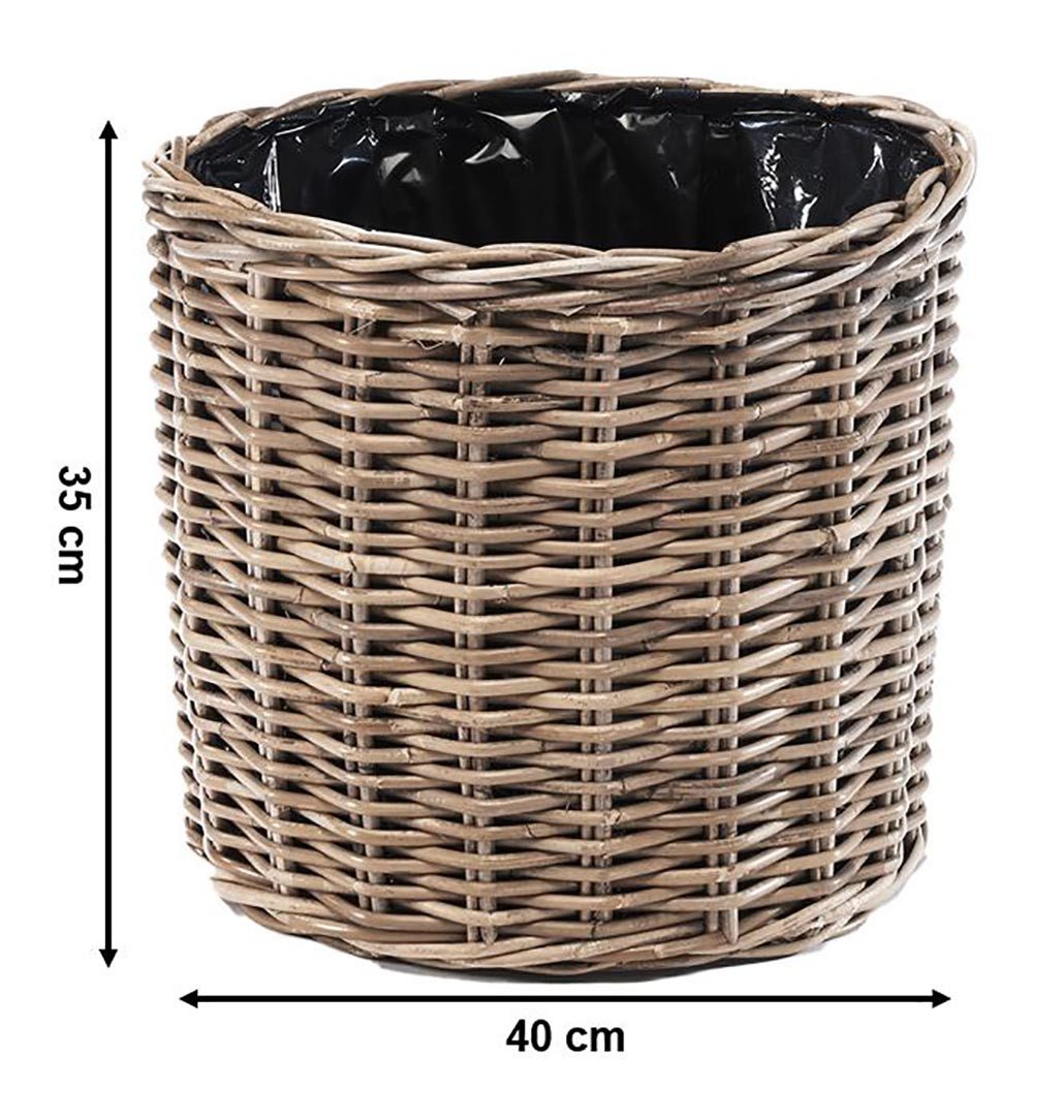 Kobolo Pflanzkübel Pflanzkorb DURO aus Rattan mit Folie ausgeschlagen (Korb, 1 St., 1 Stück), Blumentopf aus Rattan