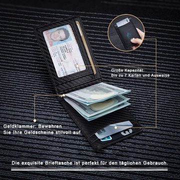 HYIEAR Geldbörse Portmonee Damen und Herren, Slim Wallet with ID Window, RFID Blocker, Kompaktes Retro-Portemonnaie aus Echtleder mit vielen Kartenfächern.