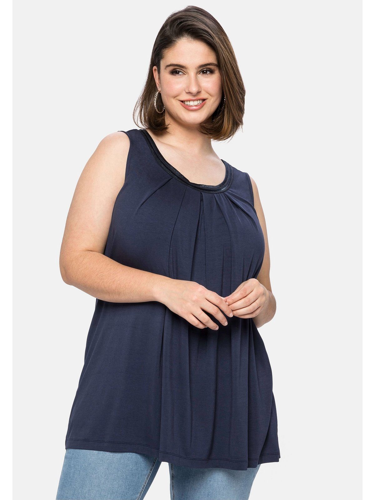 Sheego Tanktop Große Größen mit Falten am Ausschnitt