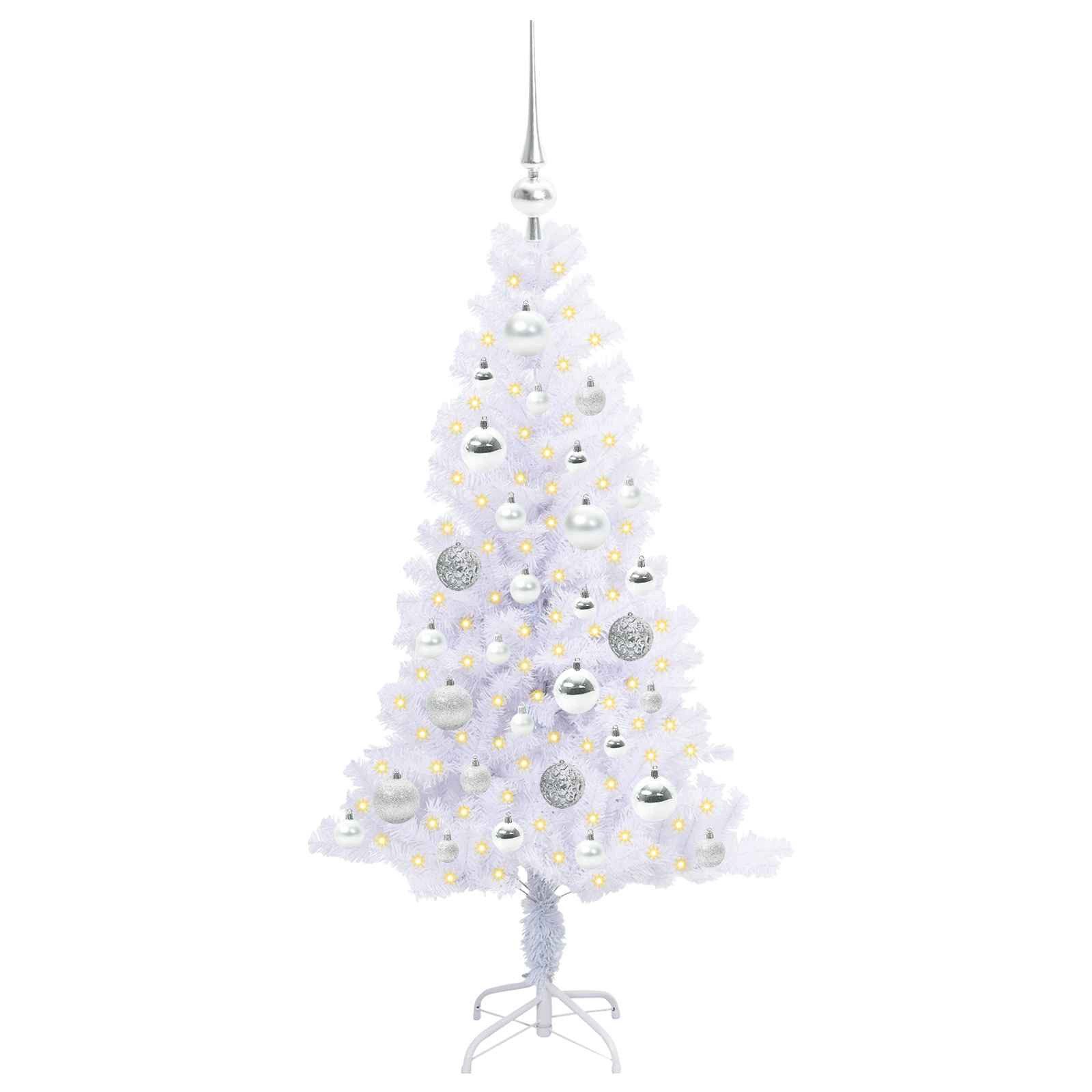 vidaXL Künstlicher Weihnachtsbaum Künstlicher Weihnachtsbaum Weiß 120 cm PVC und Stahl