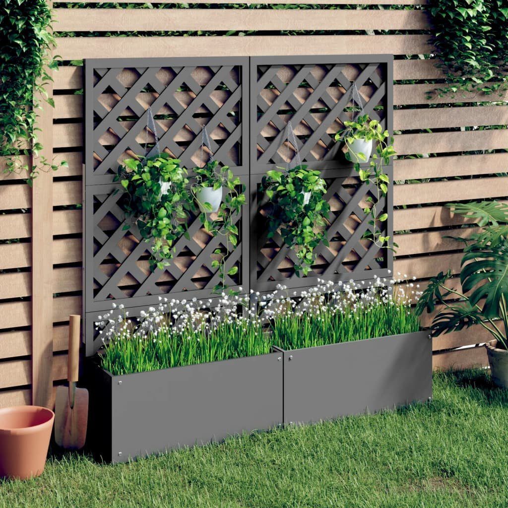 vidaXL Blumentopf Blumenkästen mit Rankgittern 2 Stk. Grau 65x33x135 cm WPC (2 St)