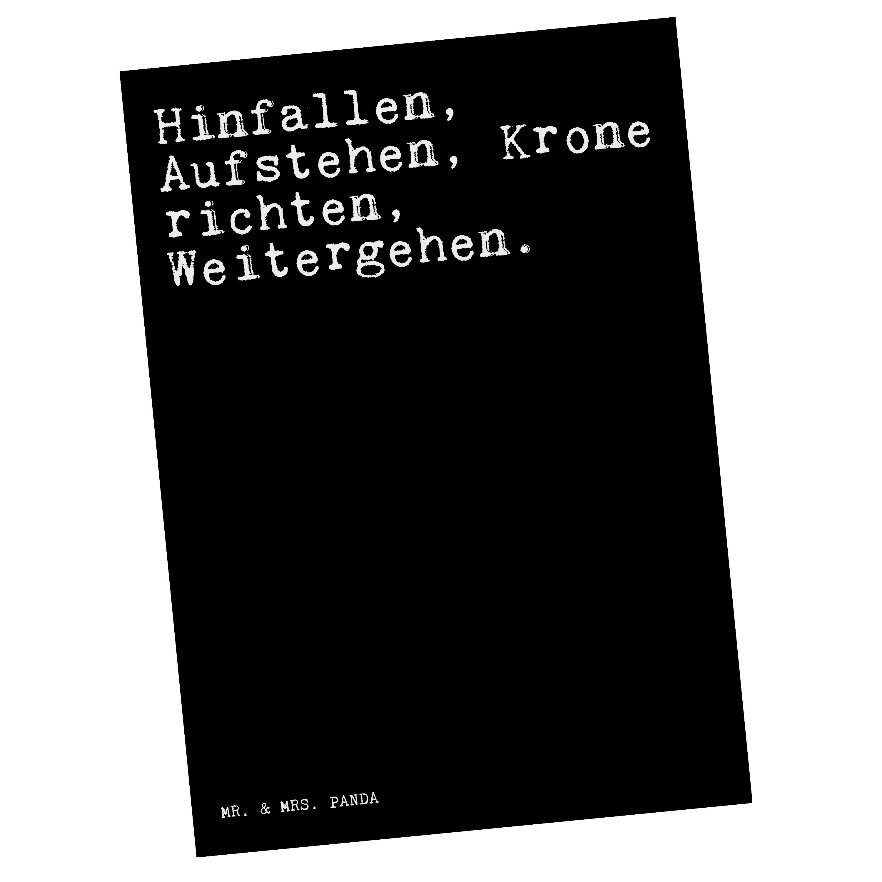 Postkarte - Mr. Aufstehen, richten,... - Krone Geschenk, Hinfallen, Mrs. Frauen & Panda Schwarz
