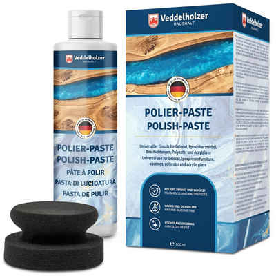 Veddelholzer Garten 200ml Polierpaste + Polierschwamm Epoxidharz Möbel, Tisch, Acrylglas Politur