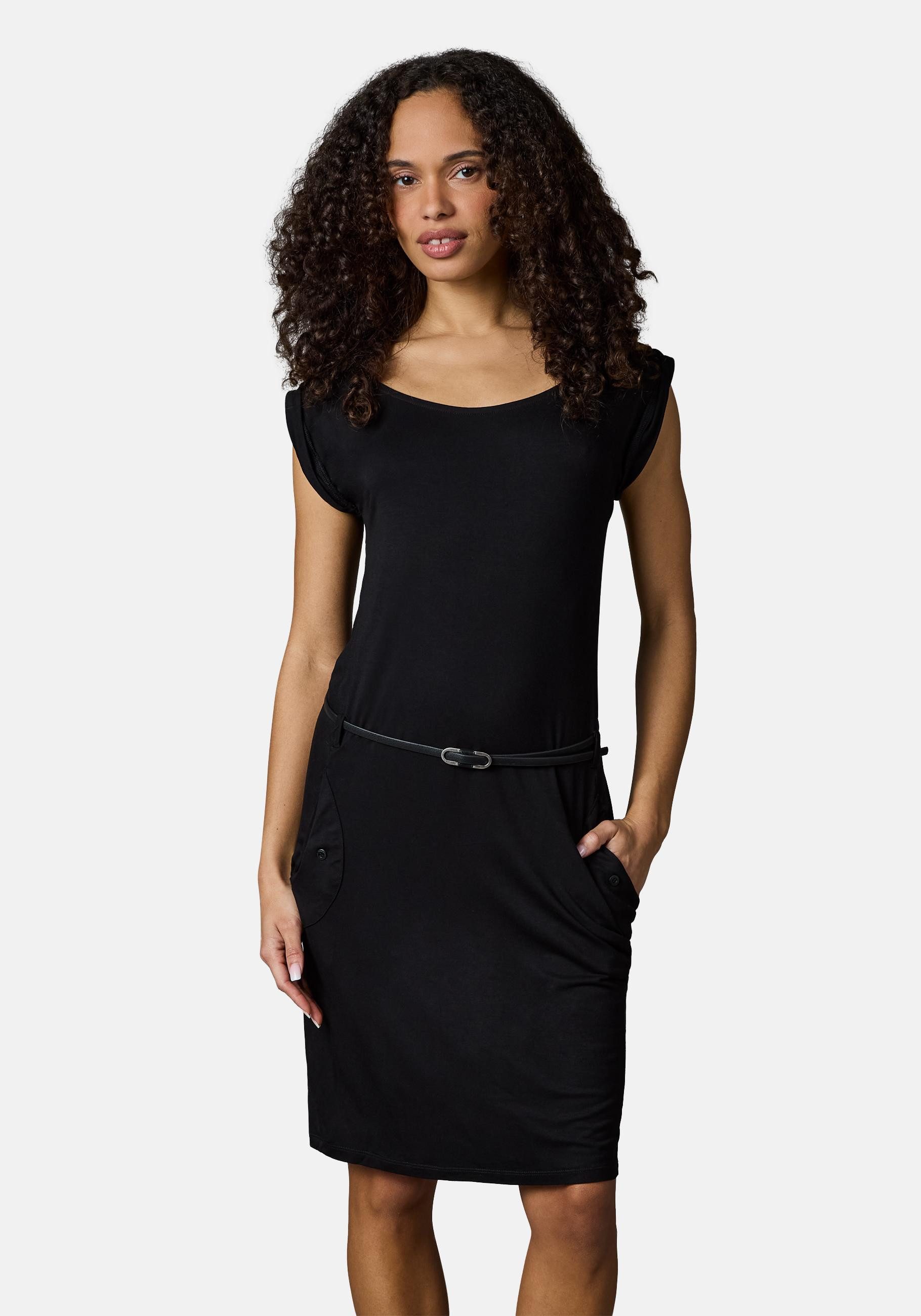 Ragwear Sommerkleid Tagg Damen Kurzarm-Kleid mit Taillengürtel und Taschen