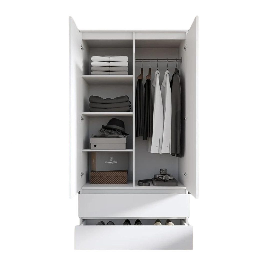 Furnica Kleiderschrank weiß matt Garderobe, 2 Türen und 2 Schubladen H180cm günstig online kaufen