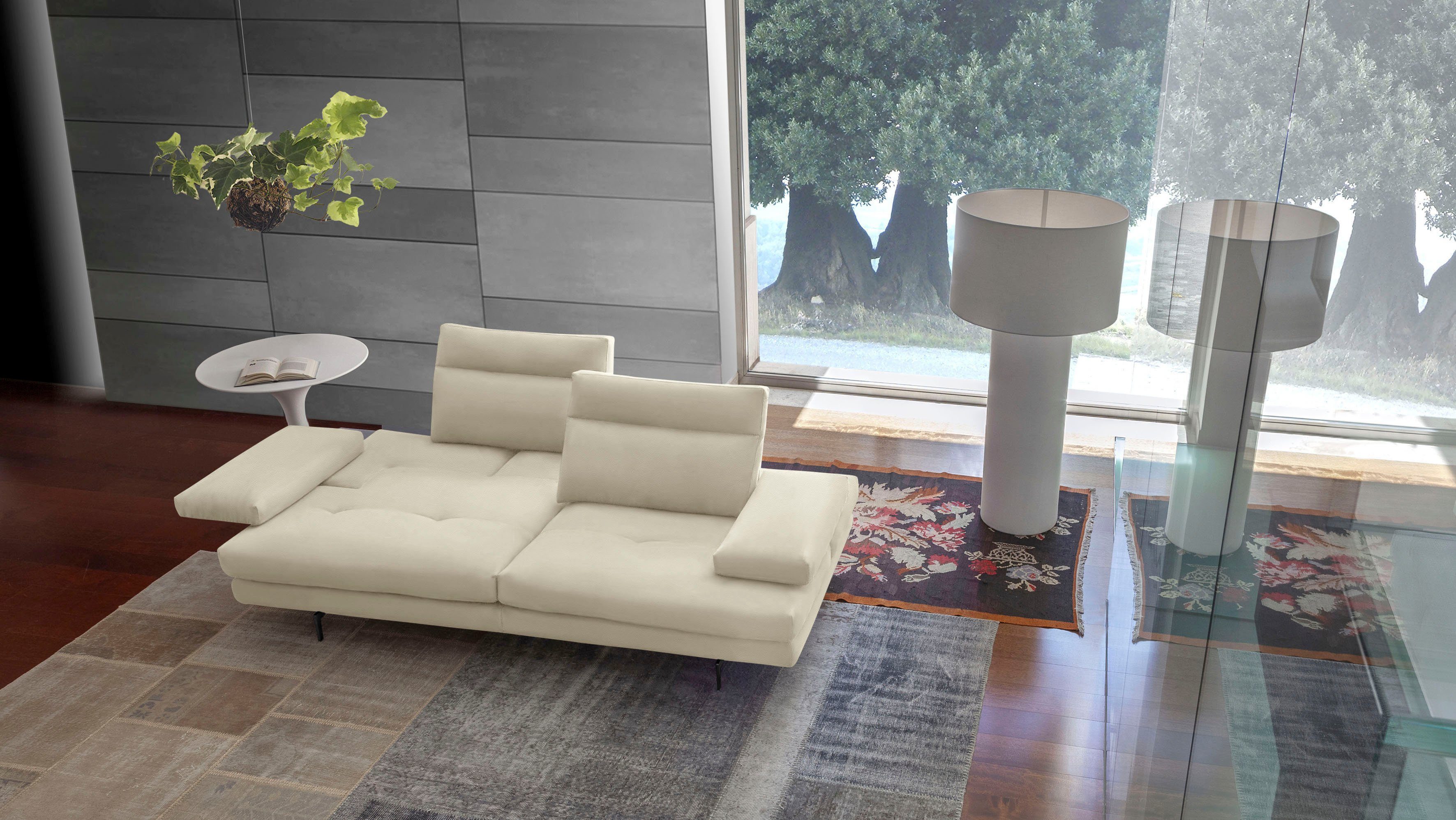 CALIA ITALIA 3,5-Sitzer Toby Wing, 228 cm breit, italienisches Designsofa, Megasofa, inkl. Sitztiefenverstellung und Armteilfunktion, Füße in Schwarz matt