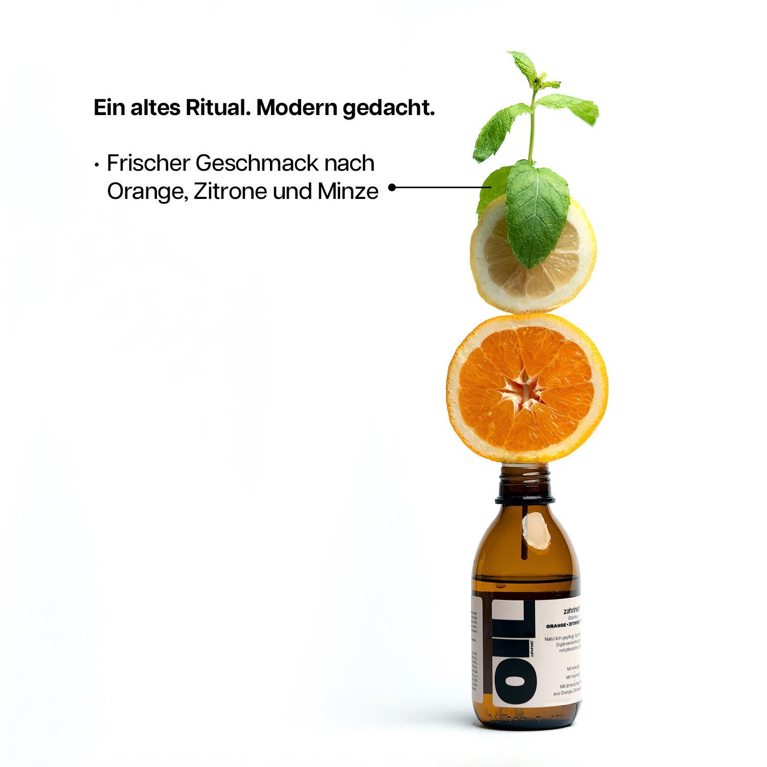 Zahnheld Mundspülung Balance Mundziehöl, Orange, Zitrone, Minze, vegan