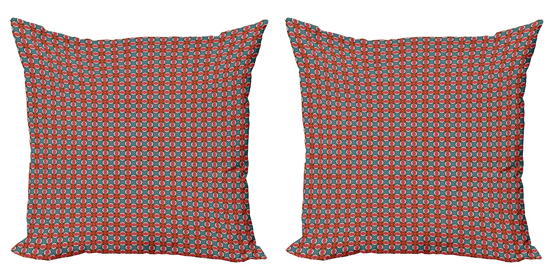 Kissenbezüge Modern Accent Doppelseitiger Digitaldruck, Abakuhaus (2 Stück), Retro Illustrated abstrakte Fliesen