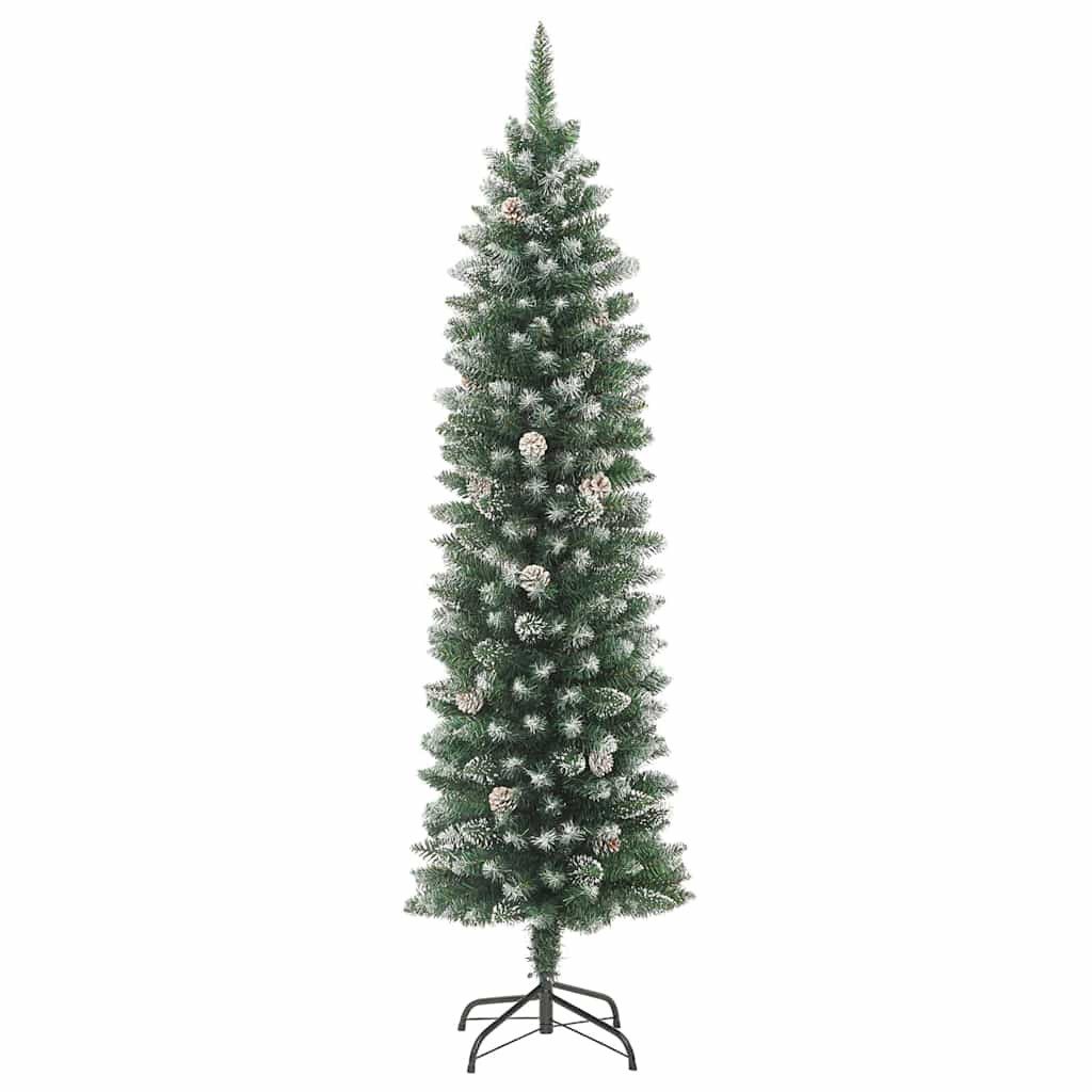vidaXL Künstlicher Weihnachtsbaum Künstlicher schlanker Weihnachtsbaum Grün und Weiß 120 cm – Bild 5 von 5