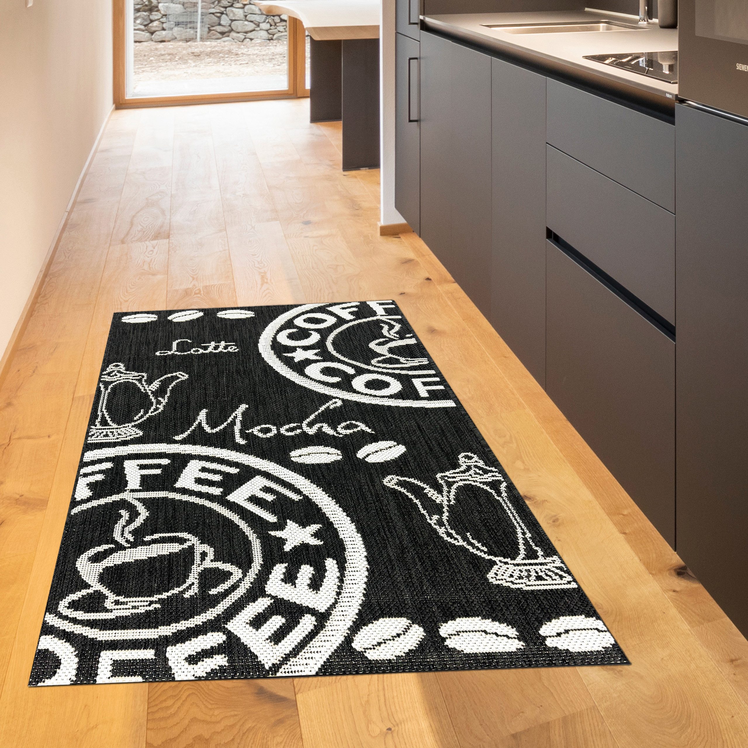 TeppichHome24 Teppich Moderner Sisal Küchenläufer flachgewebt Kaffee schwar günstig online kaufen