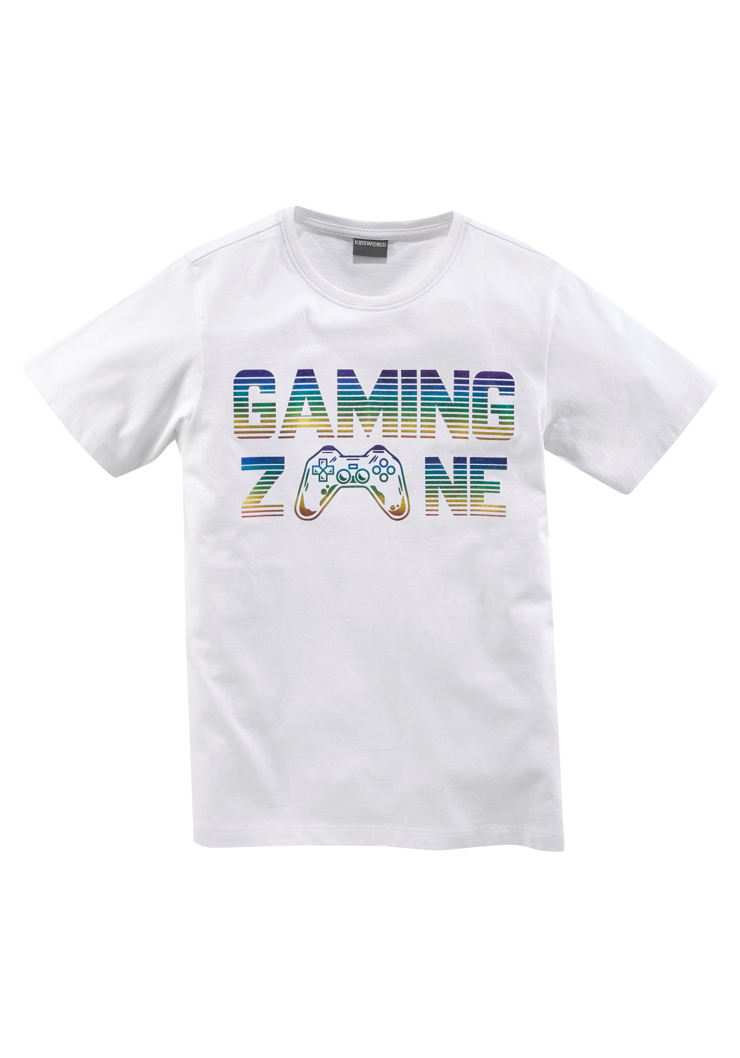 KIDSWORLD T-Shirt GAMING ZONE Kurzarm, Basic-Passform, mit Foliendruck