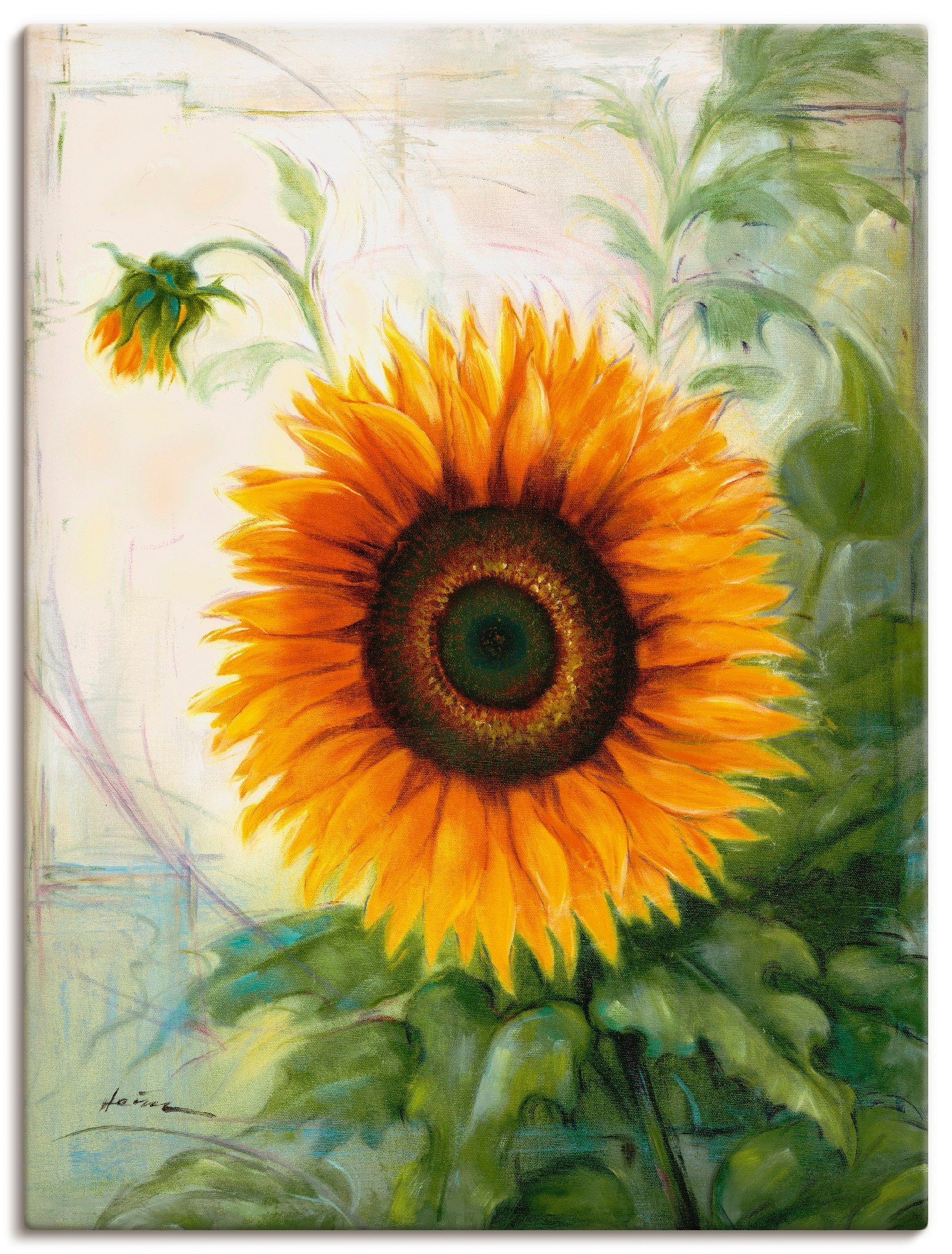 Artland Leinwandbild Sonnenblume, Blumen (1 St), auf Keilrahmen gespannt