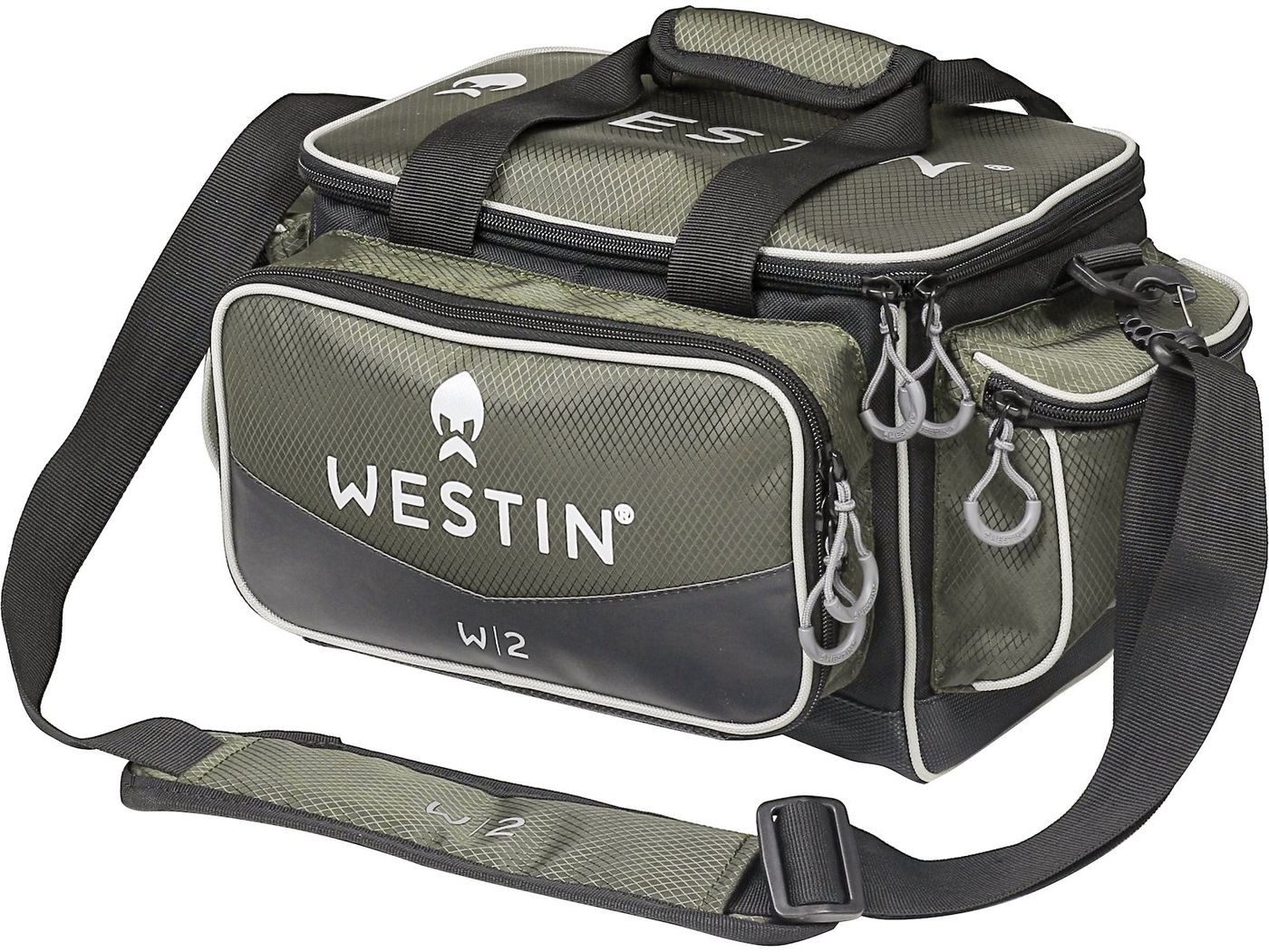 Westin W4 Safeguard Tackle Bag M Titanium Black - Gerumige Angeltasche Mit  Rutenhaltern & Harter Arbeitsflche