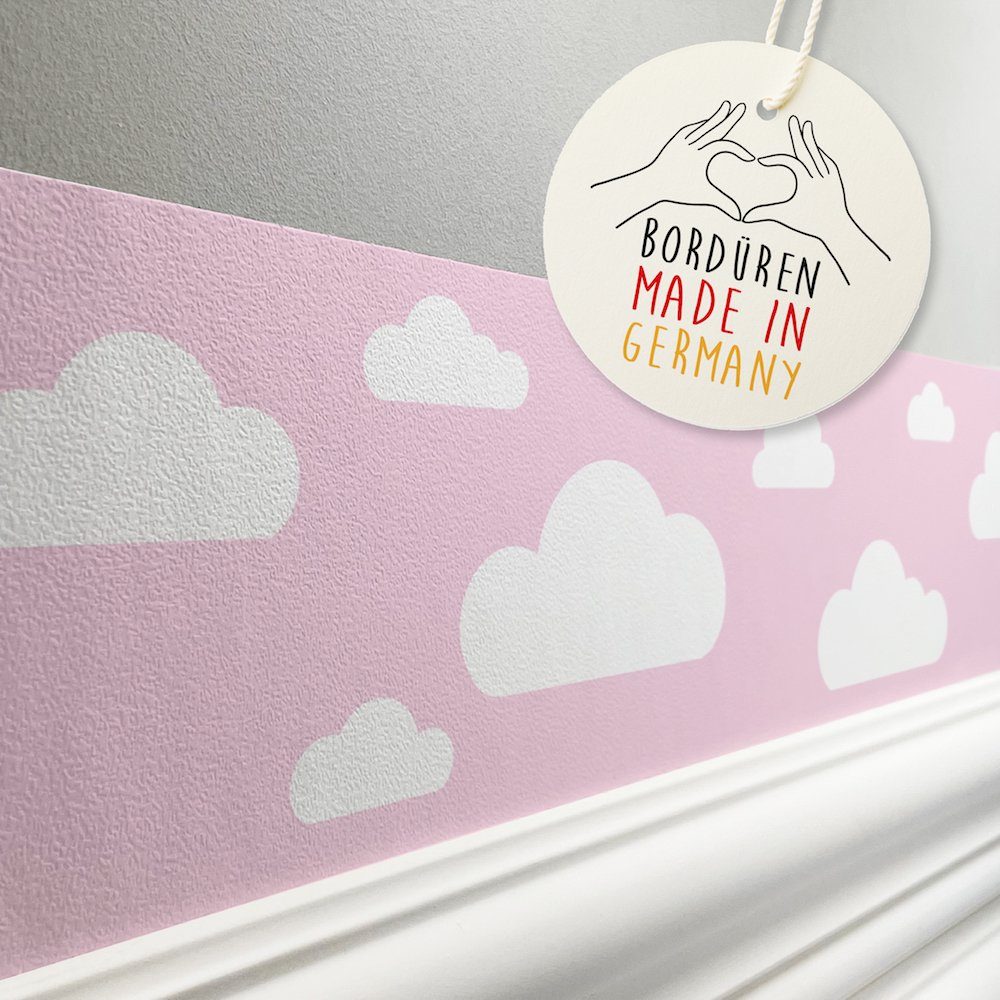 lovely label Bordüre Wolken rosa - Wanddeko Kinderzimmer, selbstklebend