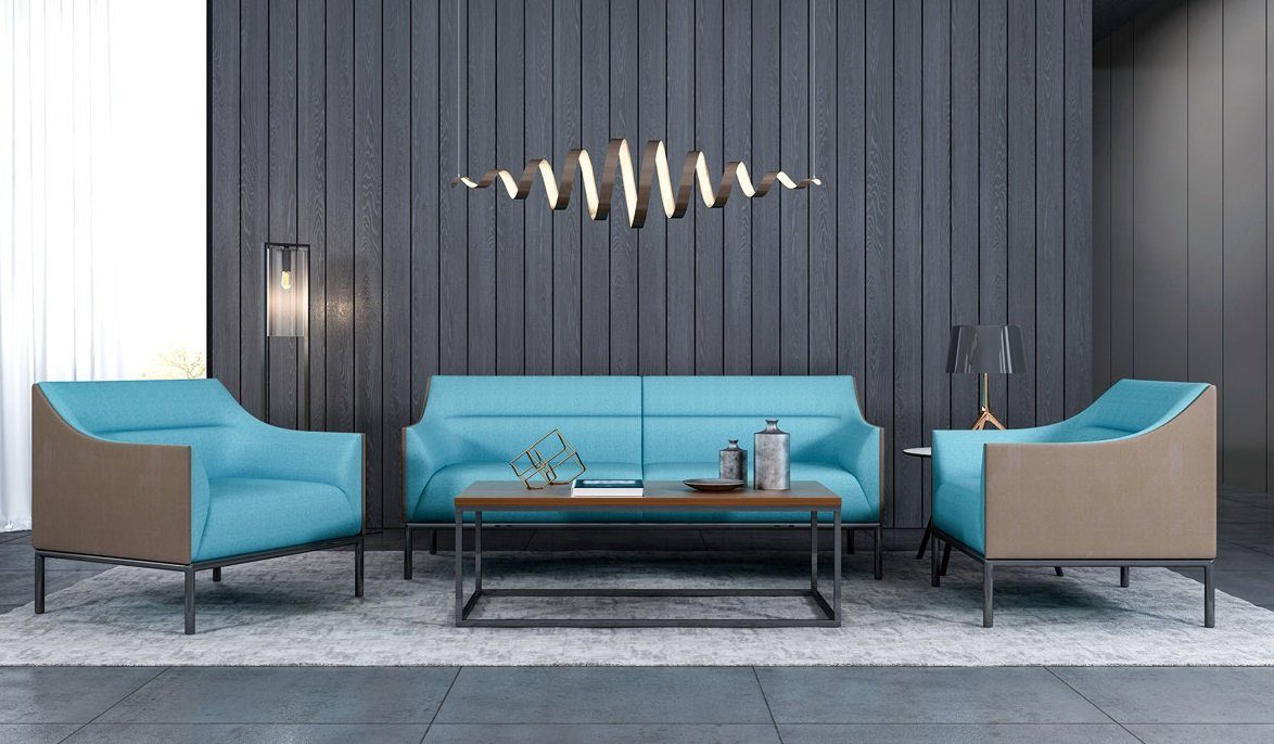 JVmoebel Sofa Moderne Blaue Sofagarnitur 3+1+1 Sitzer Textil Sofas Polster Couch, Made in Europe