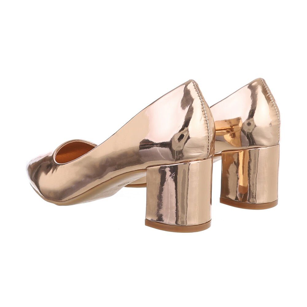 Ital-Design Damen Schlupfschuhe Elegant Pumps (83448156) Blockabsatz Klassische Pumps in Roségold
