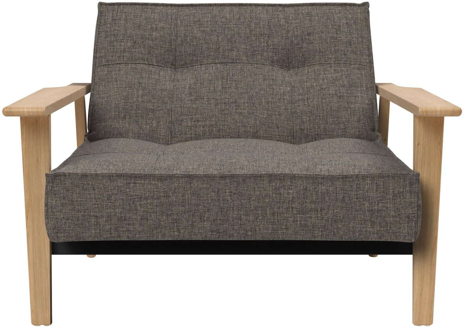 INNOVATION LIVING ™ Sessel Splitback, Multifunktion, Loungesessel, Relaxstuhl, Fernsehsessel, Relaxsessel mit verstellbarer Rückenlehne, Armlehne aus massiver Eiche